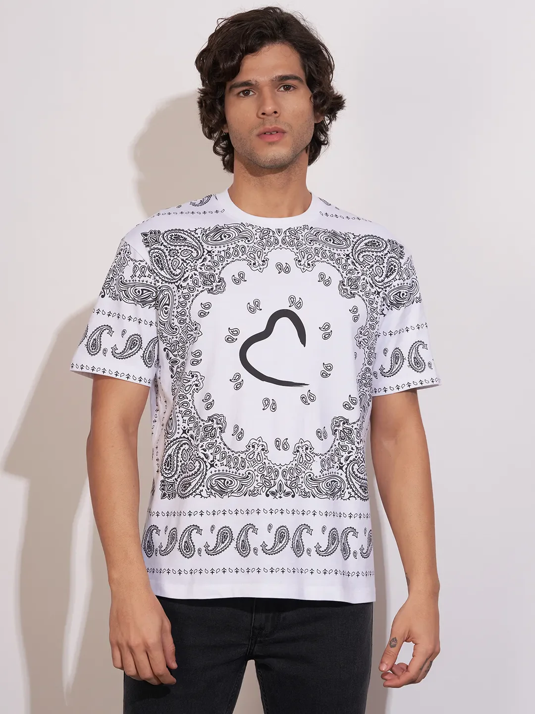 White Easy Fit Round Neck Men's T-Shirt by Being Human Clothing