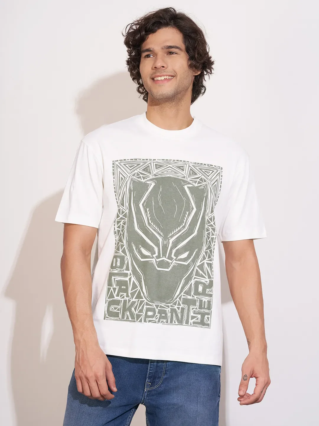 White Easy Fit Round Neck Men's T-Shirt by Being Human Clothing