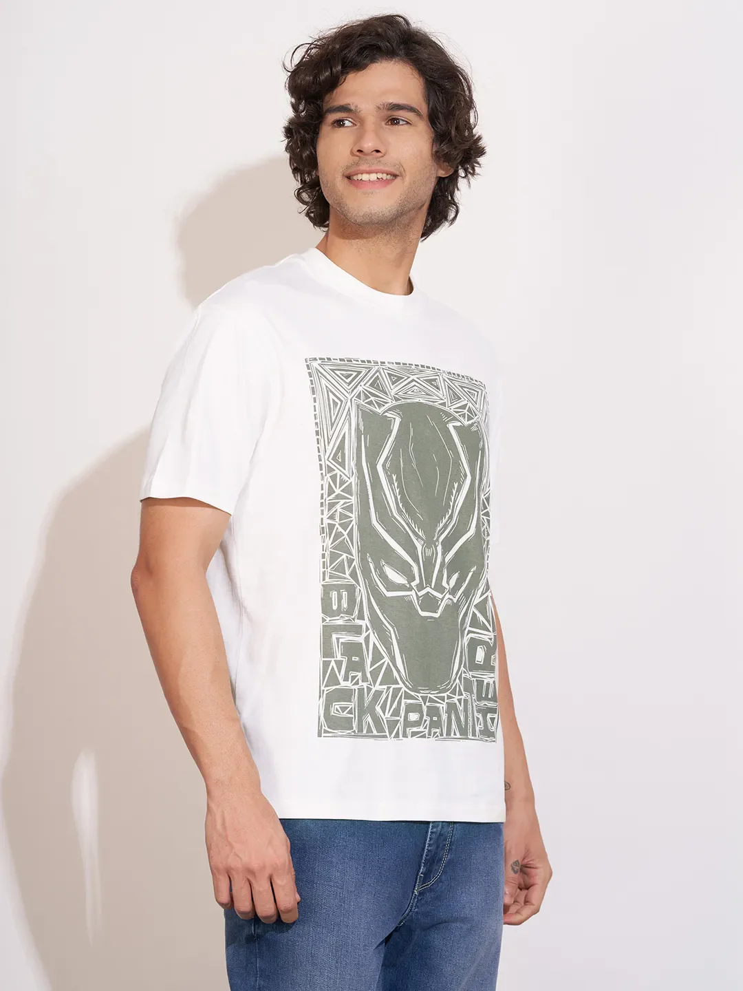 White Easy Fit Round Neck Men's T-Shirt by Being Human Clothing - Image 2