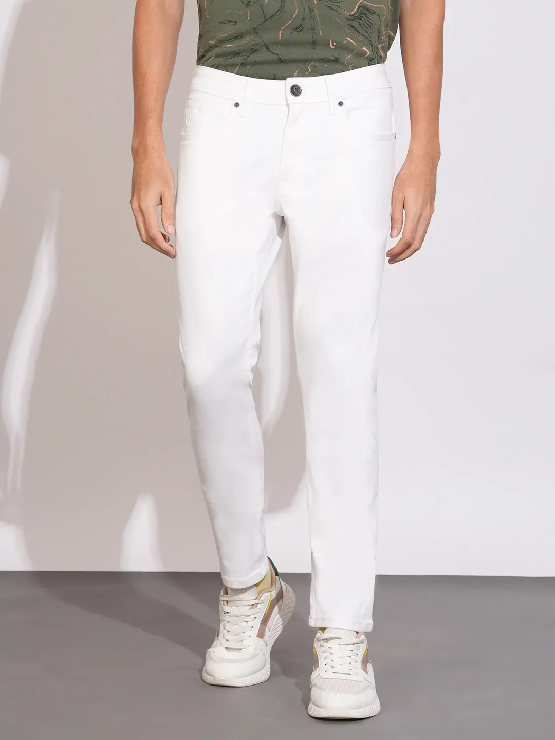 White Skinny Fit Denims For Men By Being Human Clothing