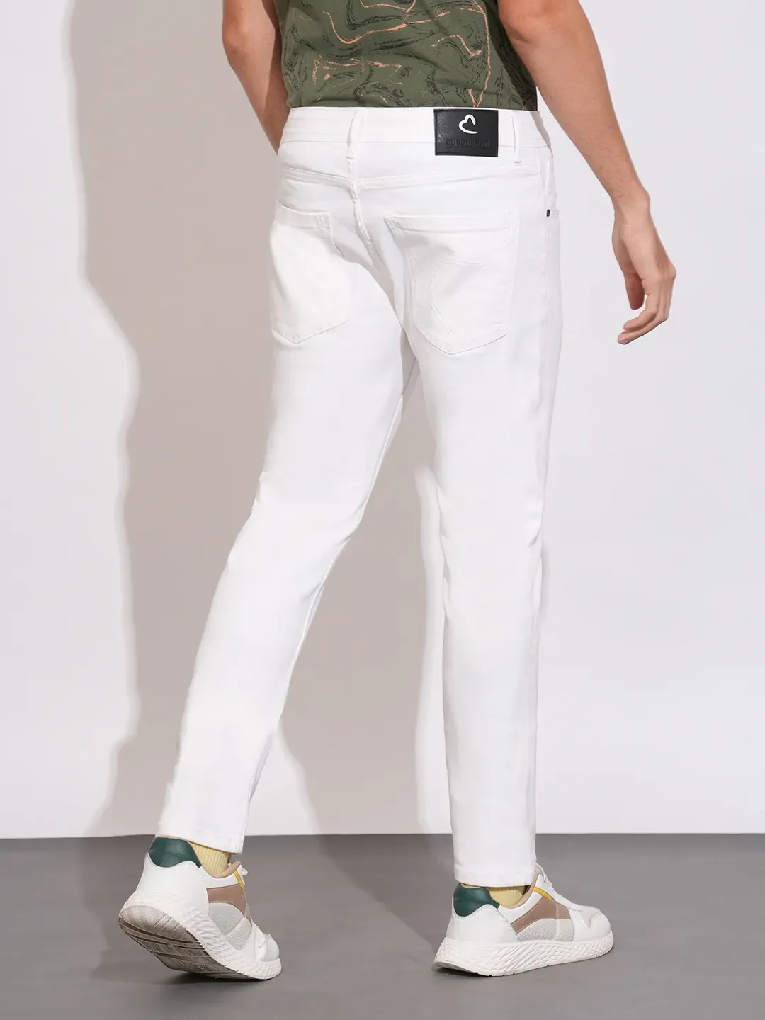 White Skinny Fit Denims For Men By Being Human Clothing - Image 3