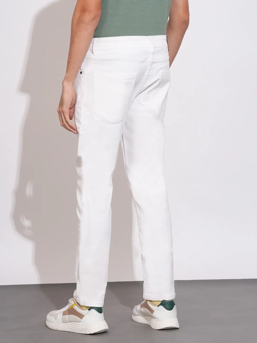 White Slim Fit Denims For Men By Being Human Clothing - Image 3