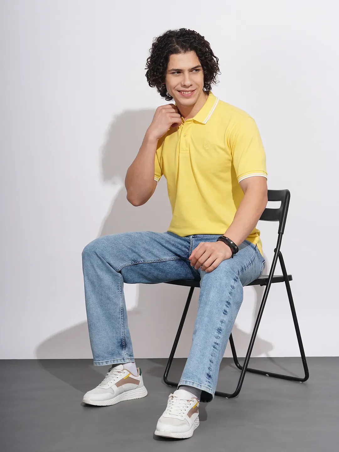 Yellow Regular Fit Men's Polo T-Shirt by Being Human Clothing - Image 4