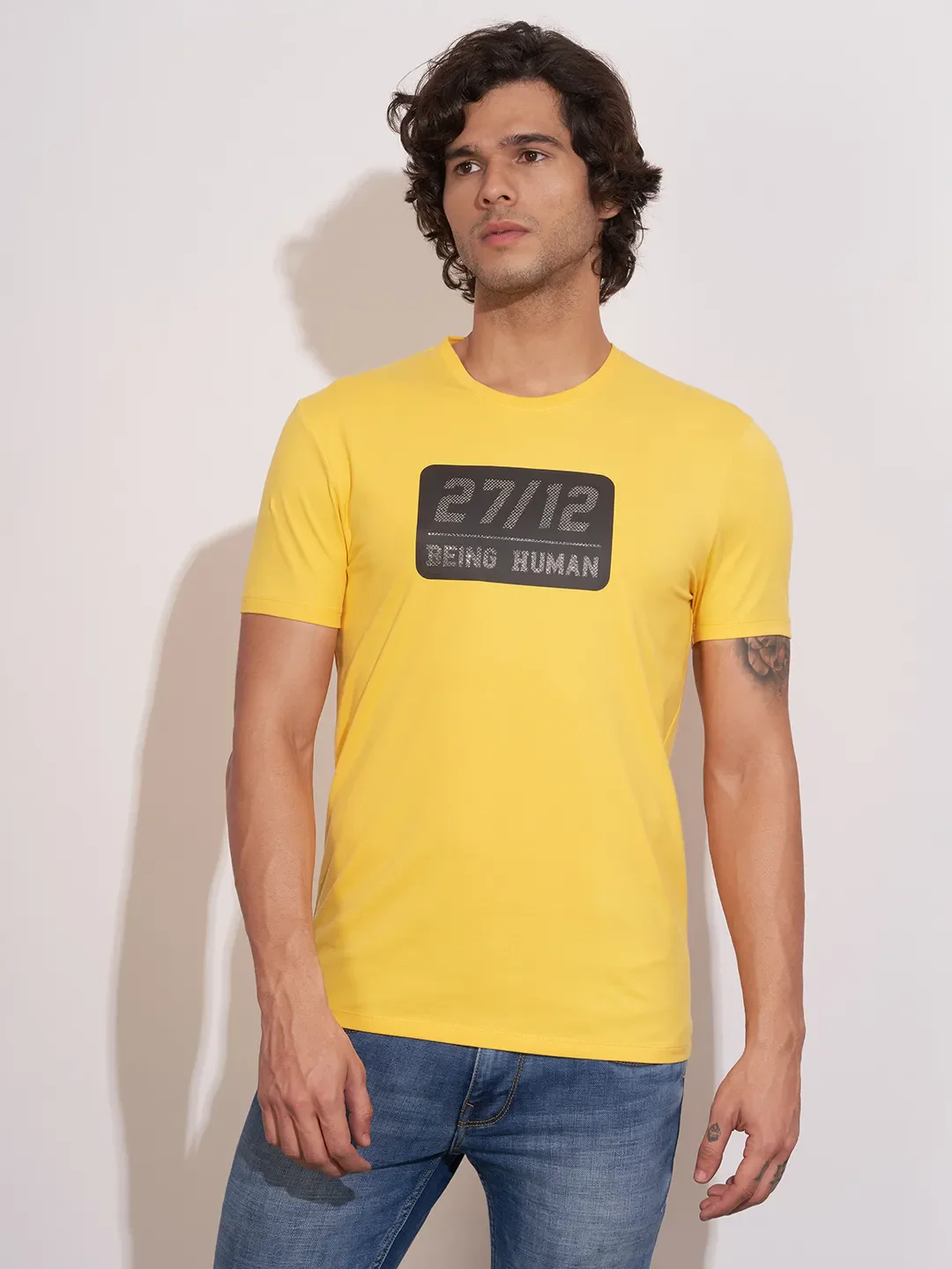 Yellow Moderno Fit Men's Short Sleeves T-Shirt by Being Human Clothing
