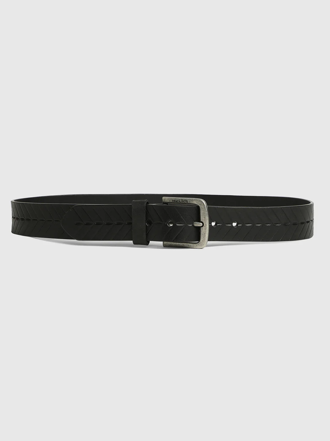 Black Buff Calf Leather Regular Fit Unisex Belt by Being Human Clothing
