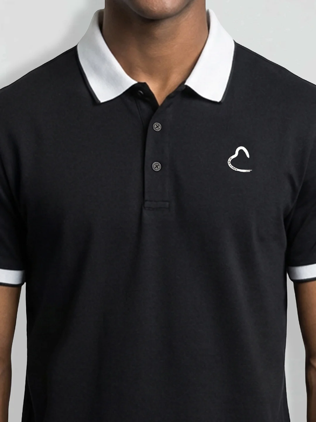 Black Men's Contrast Collar Polo T-Shirt by Being Human Clothing - Image 5
