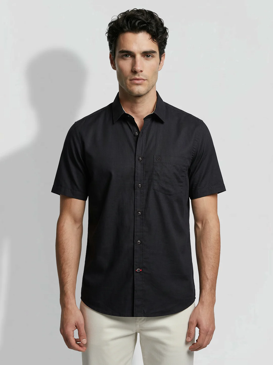 Black Moderno Fit Men's Short Sleeves Casual Shirt by Being Human Clothing