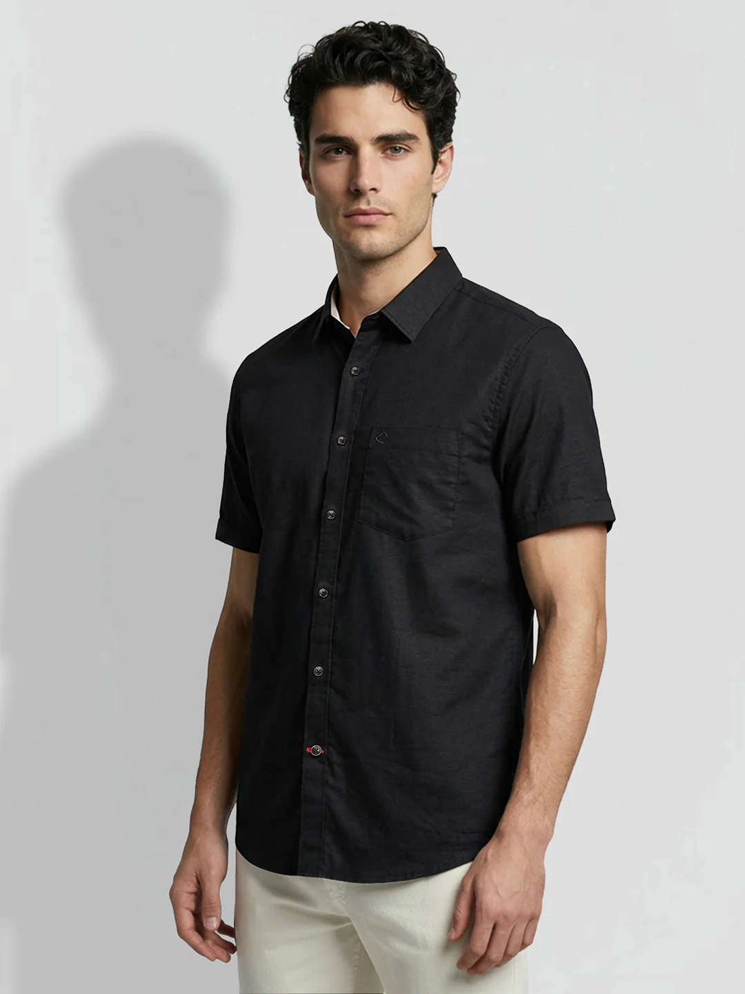 Black Moderno Fit Men's Short Sleeves Casual Shirt by Being Human Clothing - Image 2