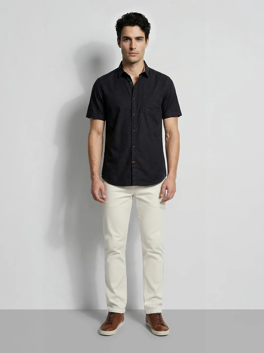 Black Moderno Fit Men's Short Sleeves Casual Shirt by Being Human Clothing - Image 4