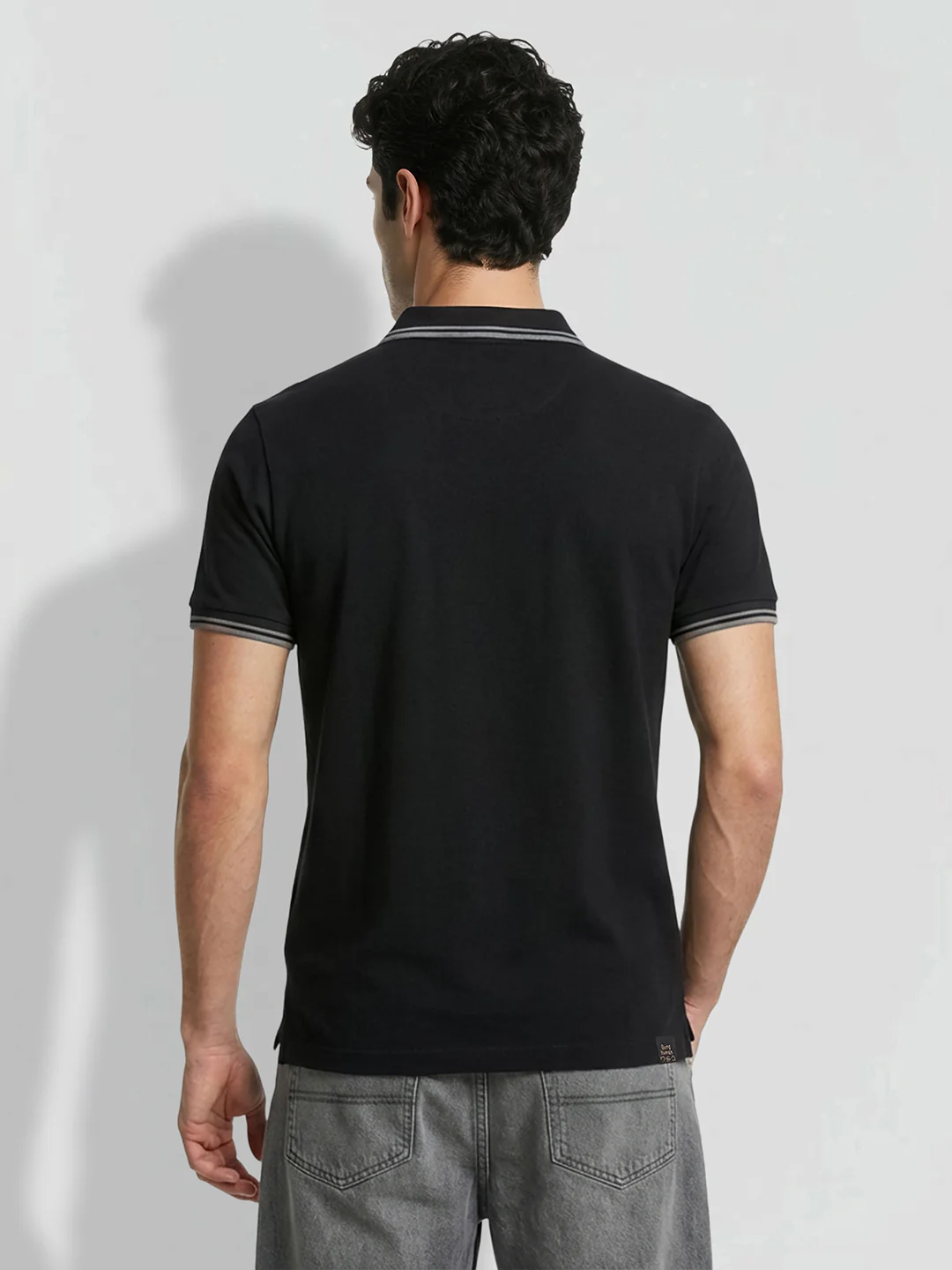 Black Moderno Fit Men's Tipped Polo T-Shirt by Being Human Clothing - Image 3