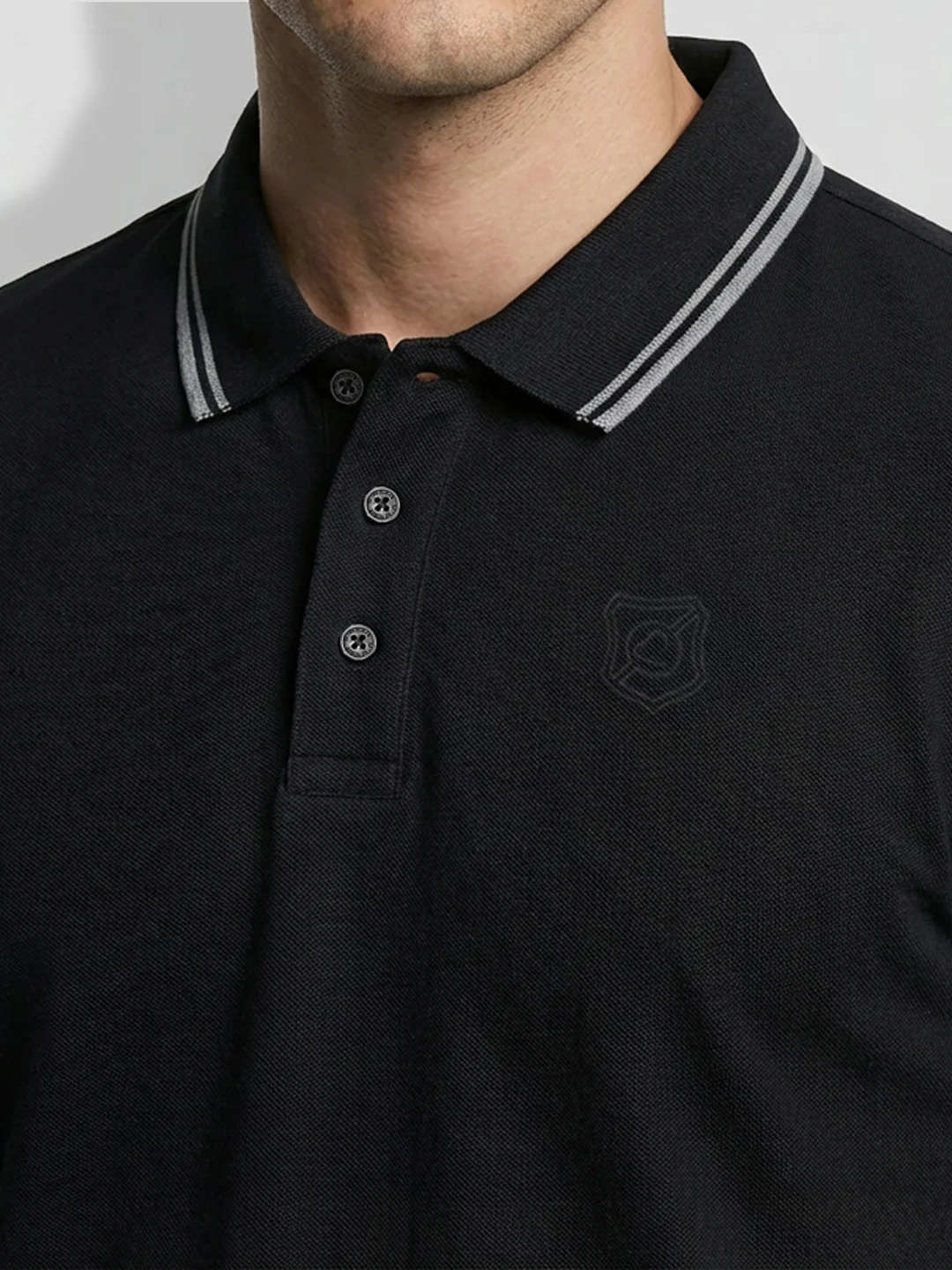 Black Moderno Fit Men's Tipped Polo T-Shirt by Being Human Clothing - Image 5