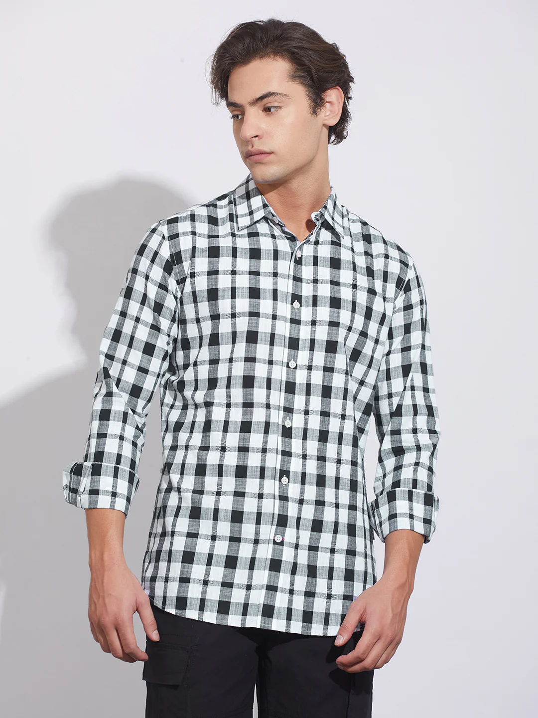 Black Moderno Fit Regular Collar Men's Shirt by Being Human Clothing