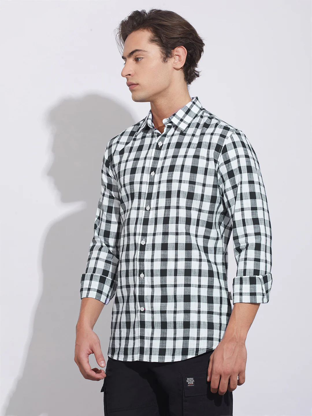 Black Moderno Fit Regular Collar Men's Shirt by Being Human Clothing - Image 2
