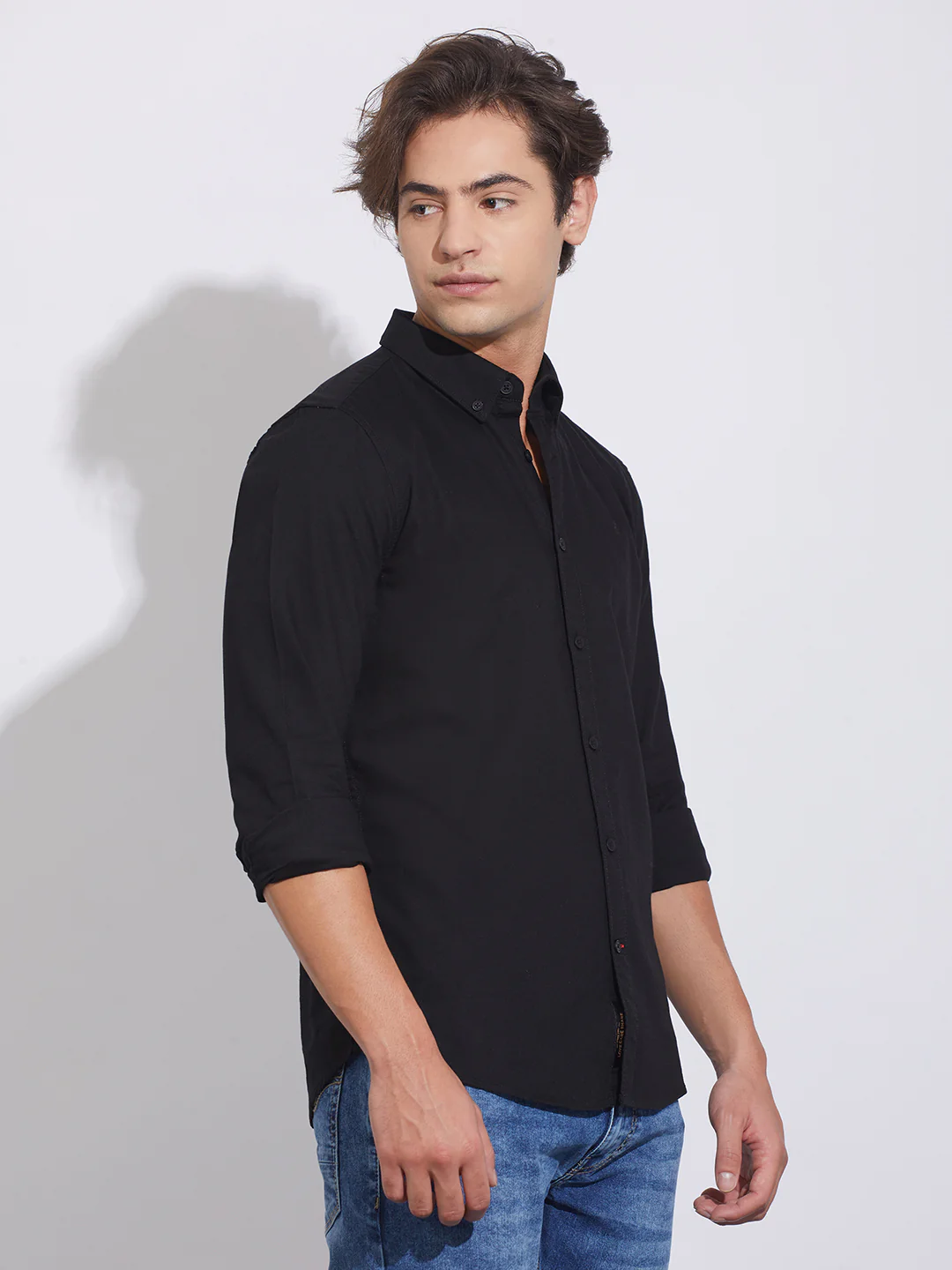 Black Moderno Fit Regular Collar Shirt for Men by Being Human Clothing - Image 2