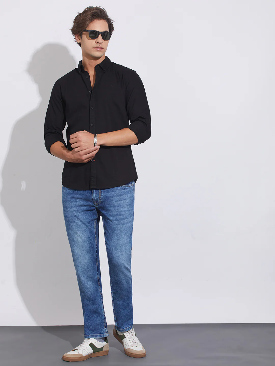 Black Moderno Fit Regular Collar Shirt for Men by Being Human Clothing - Image 4