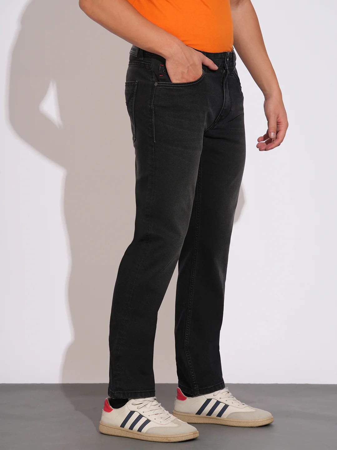 Black Straight Fit Denims for Men by Being Human Clothing - Image 2