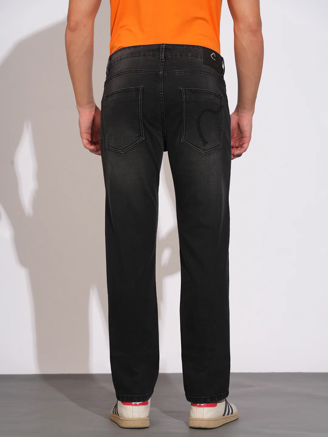 Black Straight Fit Denims for Men by Being Human Clothing - Image 3