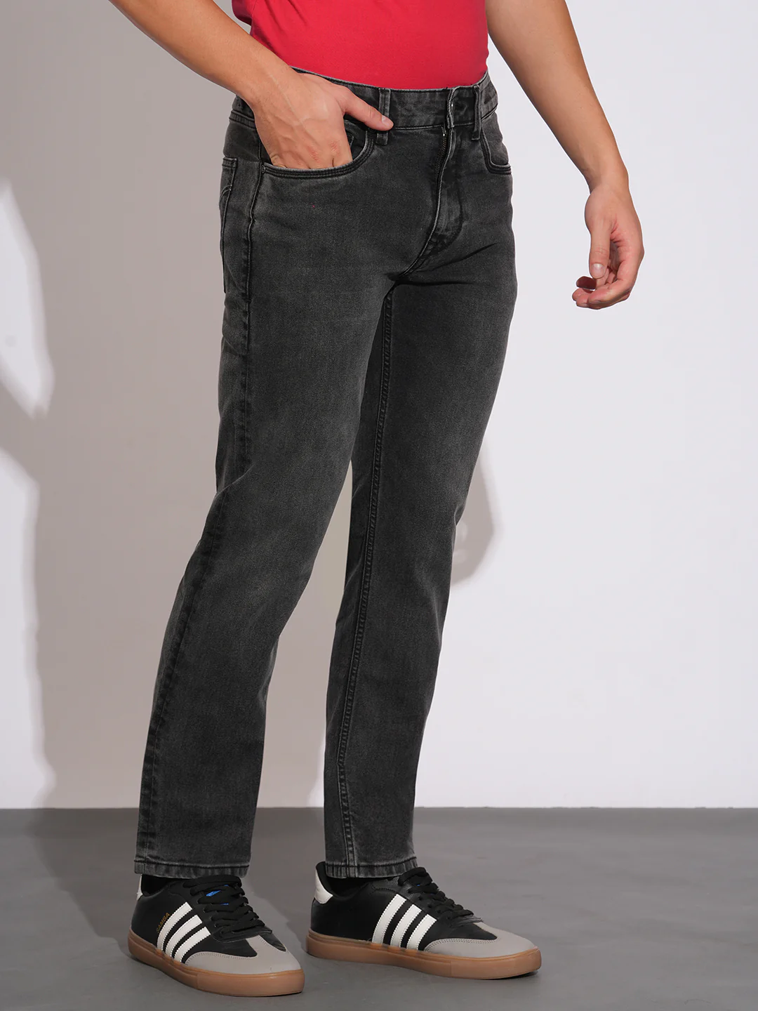 Black Straight Fit Denims for Men by Being Human Clothing - Image 2