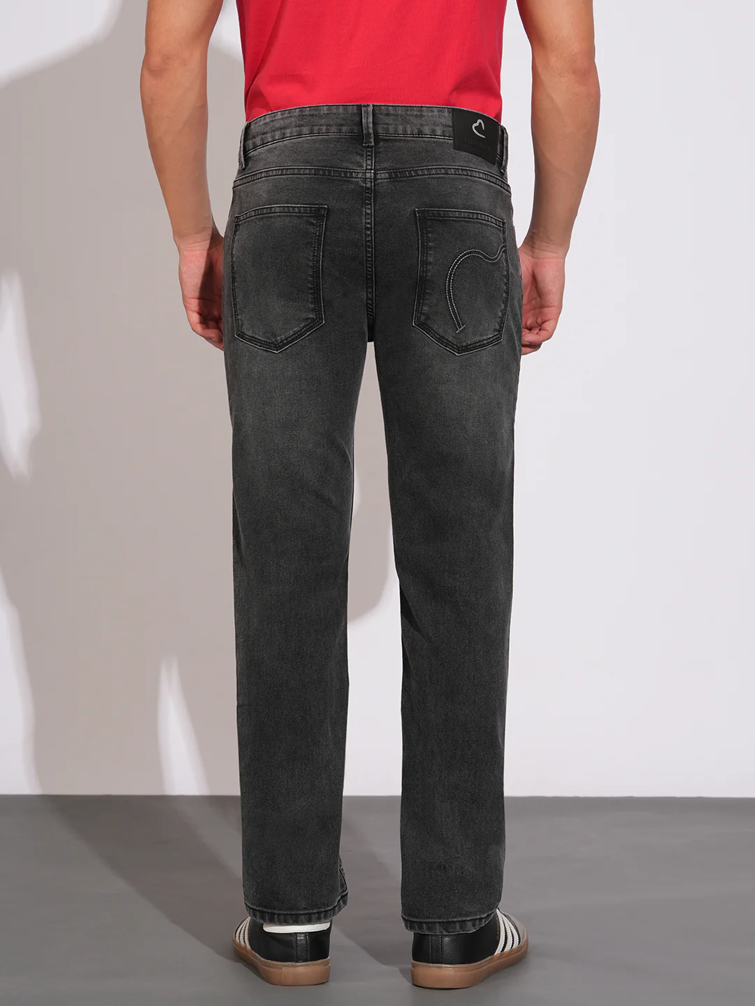 Black Straight Fit Denims for Men by Being Human Clothing - Image 3