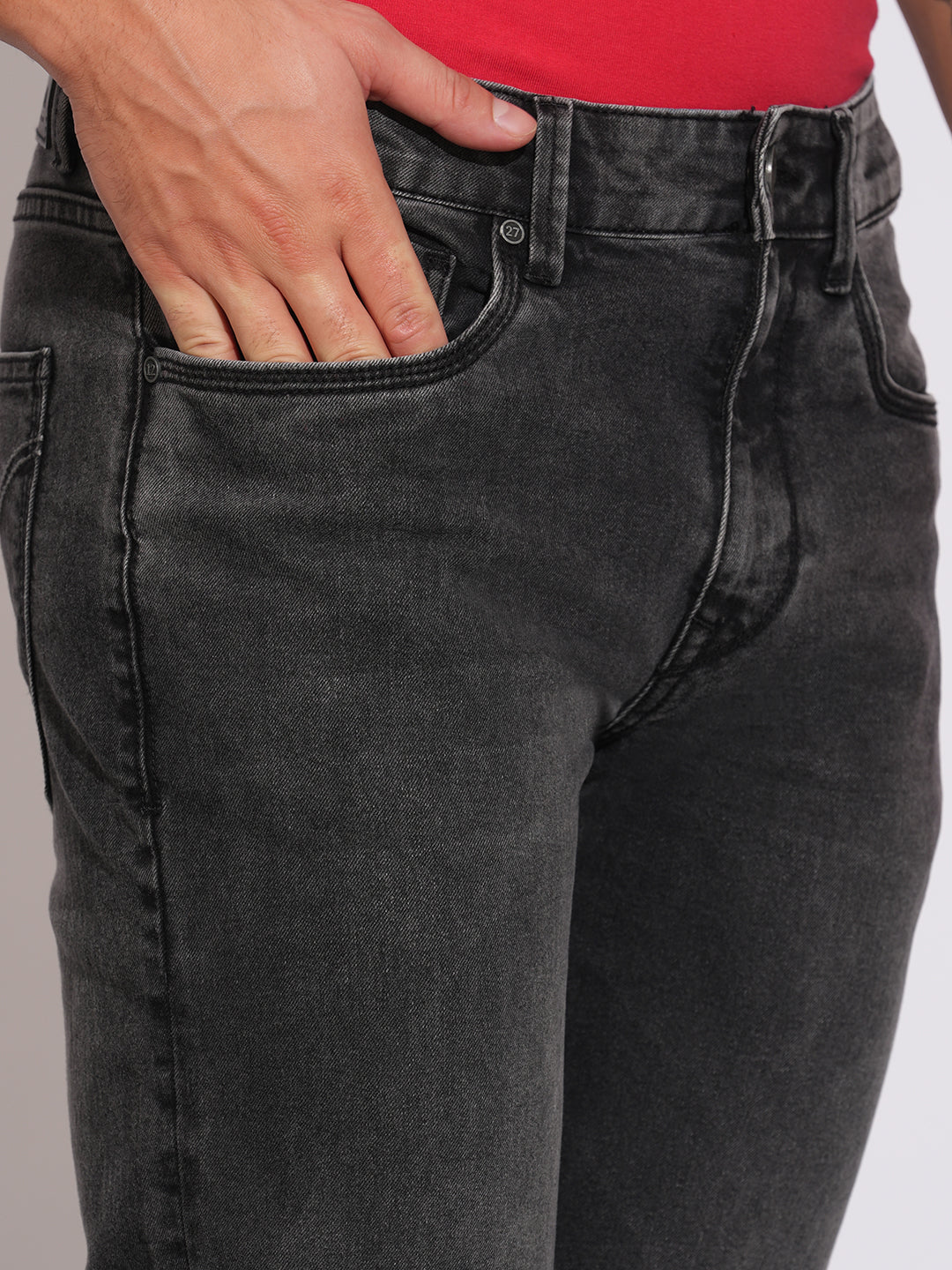 Black Straight Fit Denims for Men by Being Human Clothing - Image 5