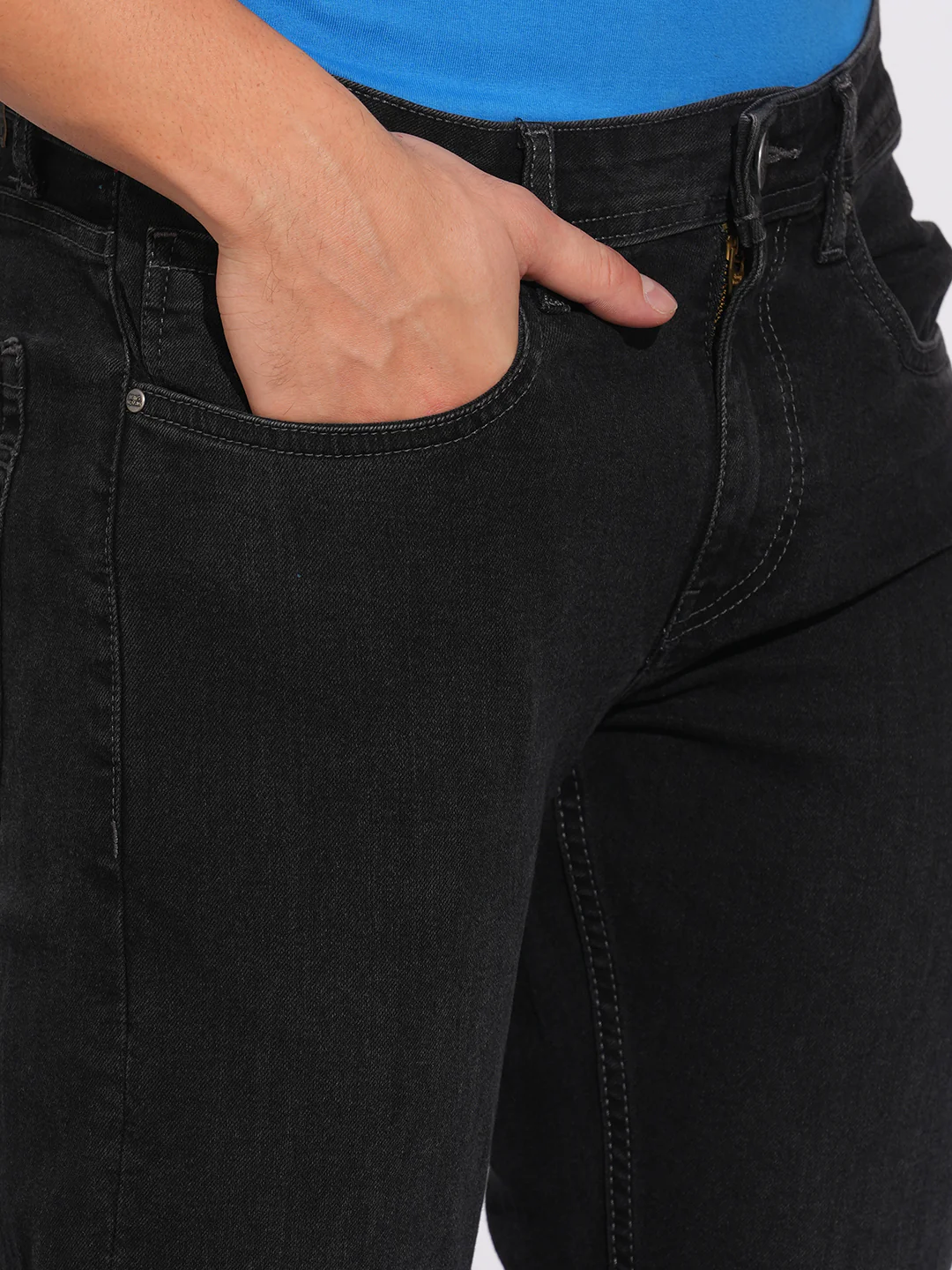 Black Tone Slim Fit Denims for Men by Being Human Clothing - Image 5