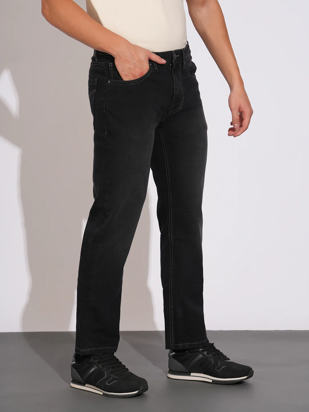 Black Tone Straight Fit Denims for Men by Being Human Clothing - Image 2