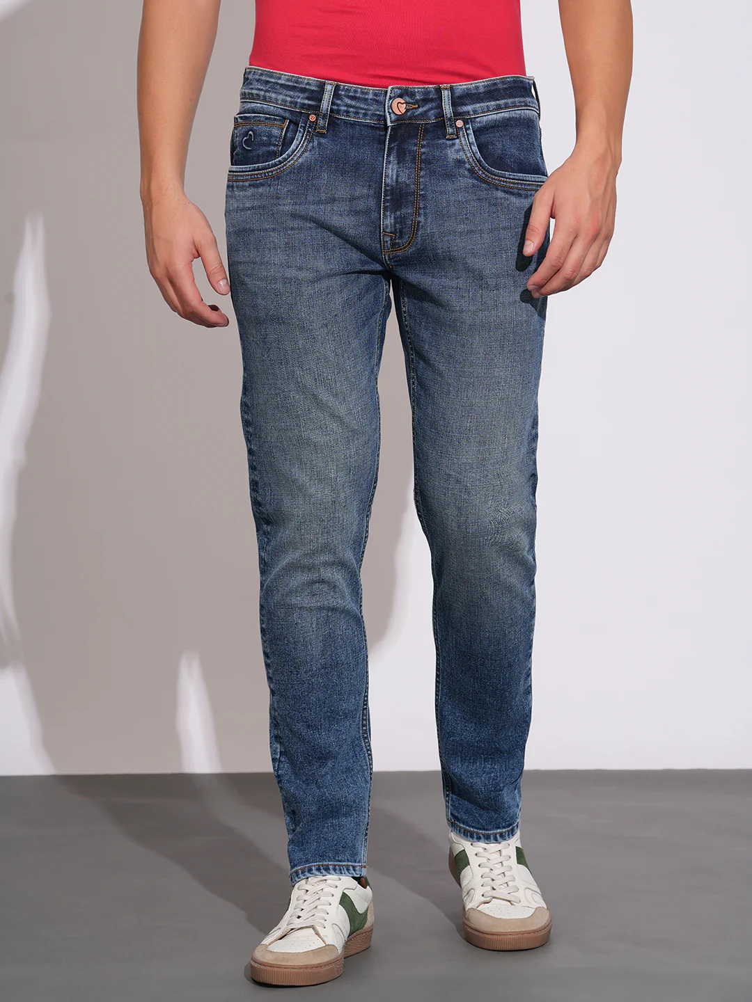 Blue Straight Fit Denims for Men by Being Human Clothing