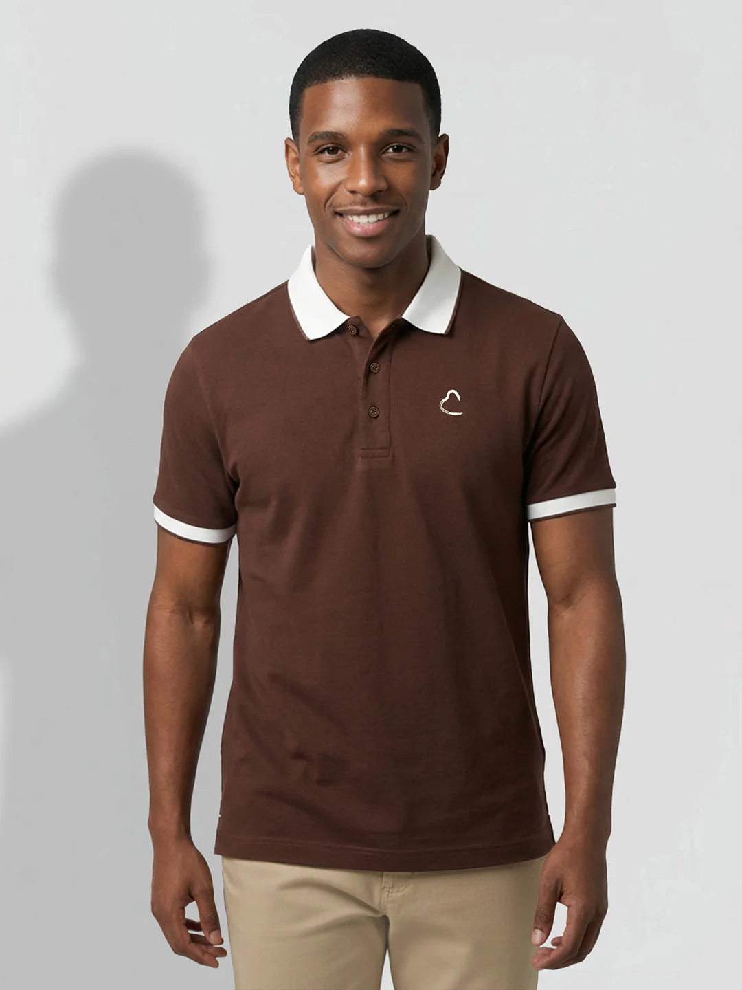 Brown Men's Contrast Tipping Polo T-shirt by Being Human Clothing