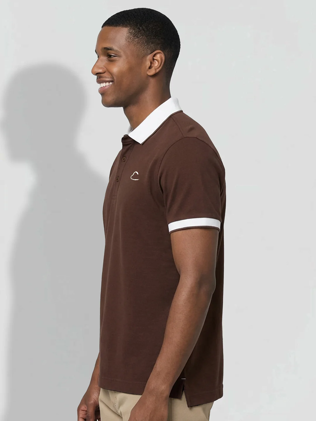 Brown Men's Contrast Tipping Polo T-shirt by Being Human Clothing - Image 2