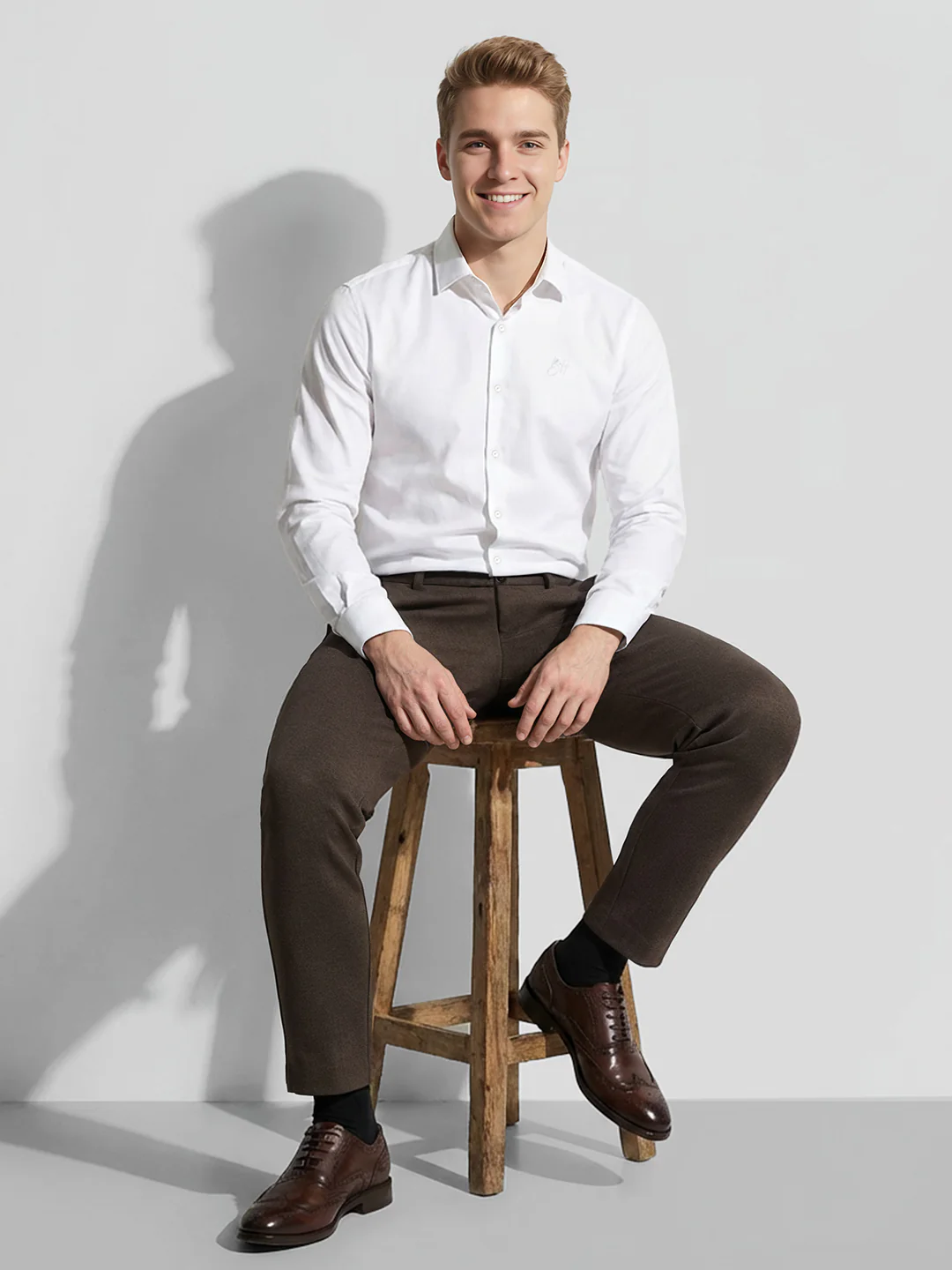 Brown Men's Cropped Chinos by Being Human Clothing - Image 4