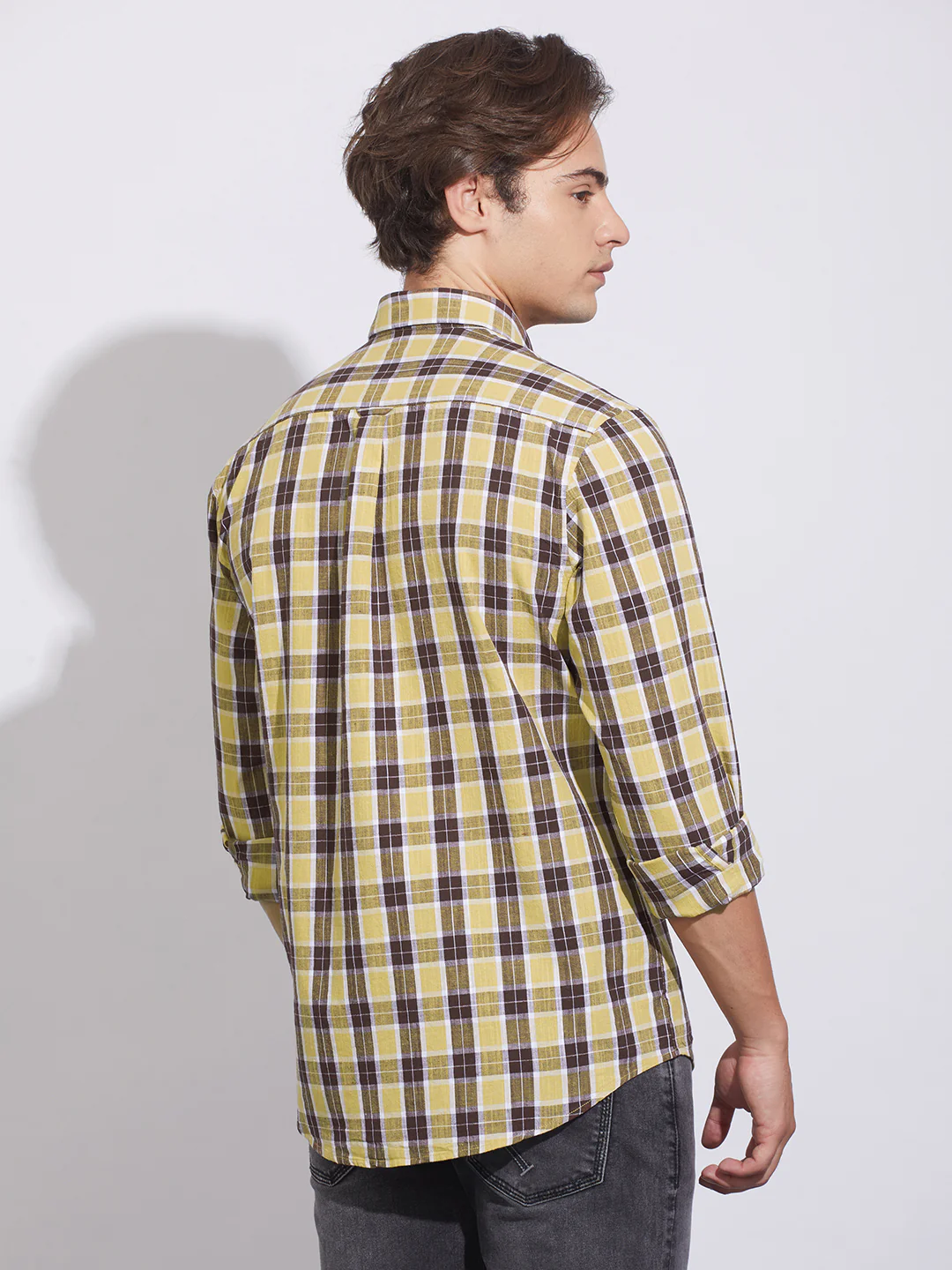 Brown Moderno Fit Regular Collar Men's Shirt by Being Human Clothing - Image 3