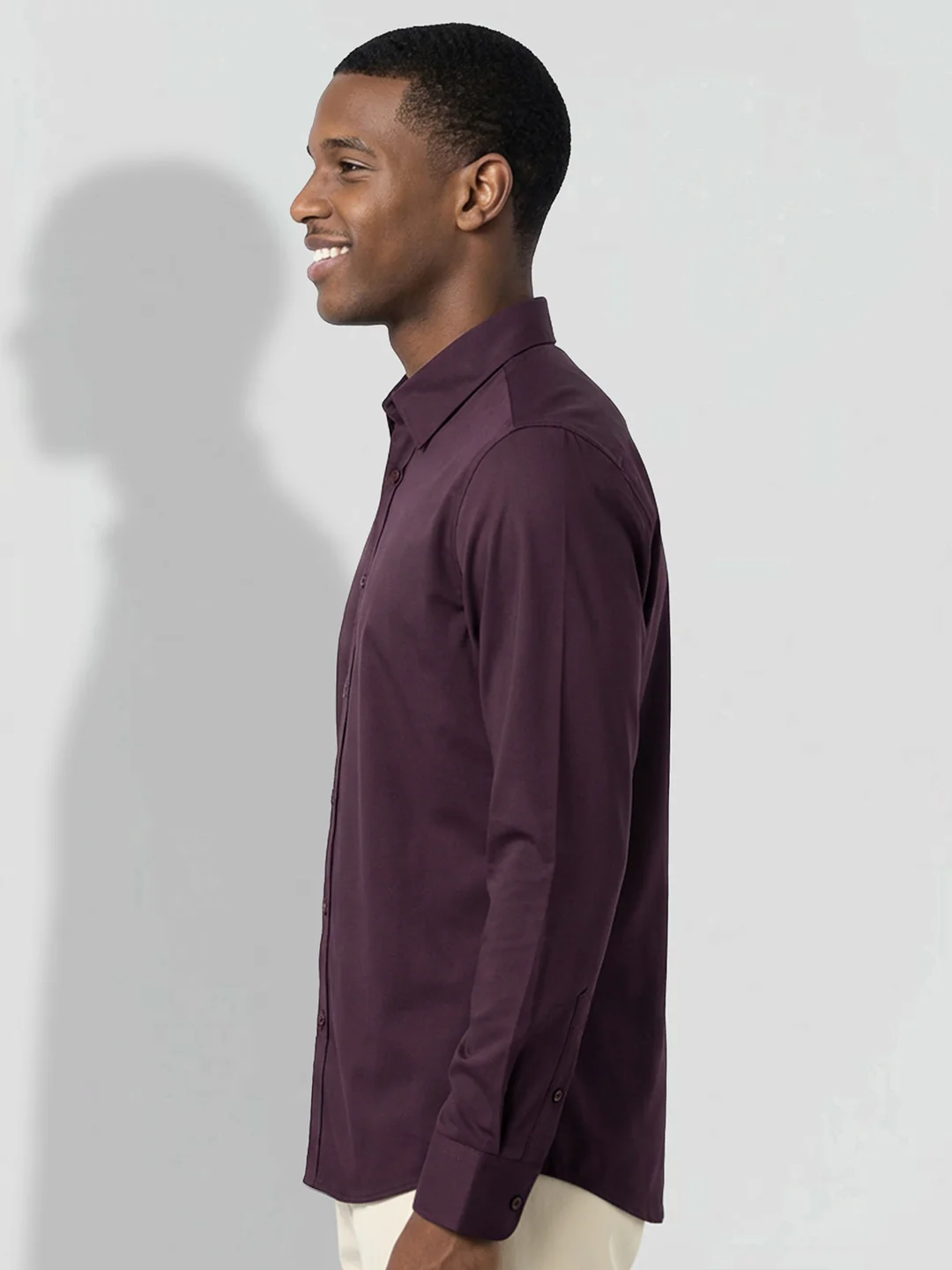 Burgundy Moderno Fit Men's Long Sleeves Casual Shirt by Being Human Clothing - Image 2