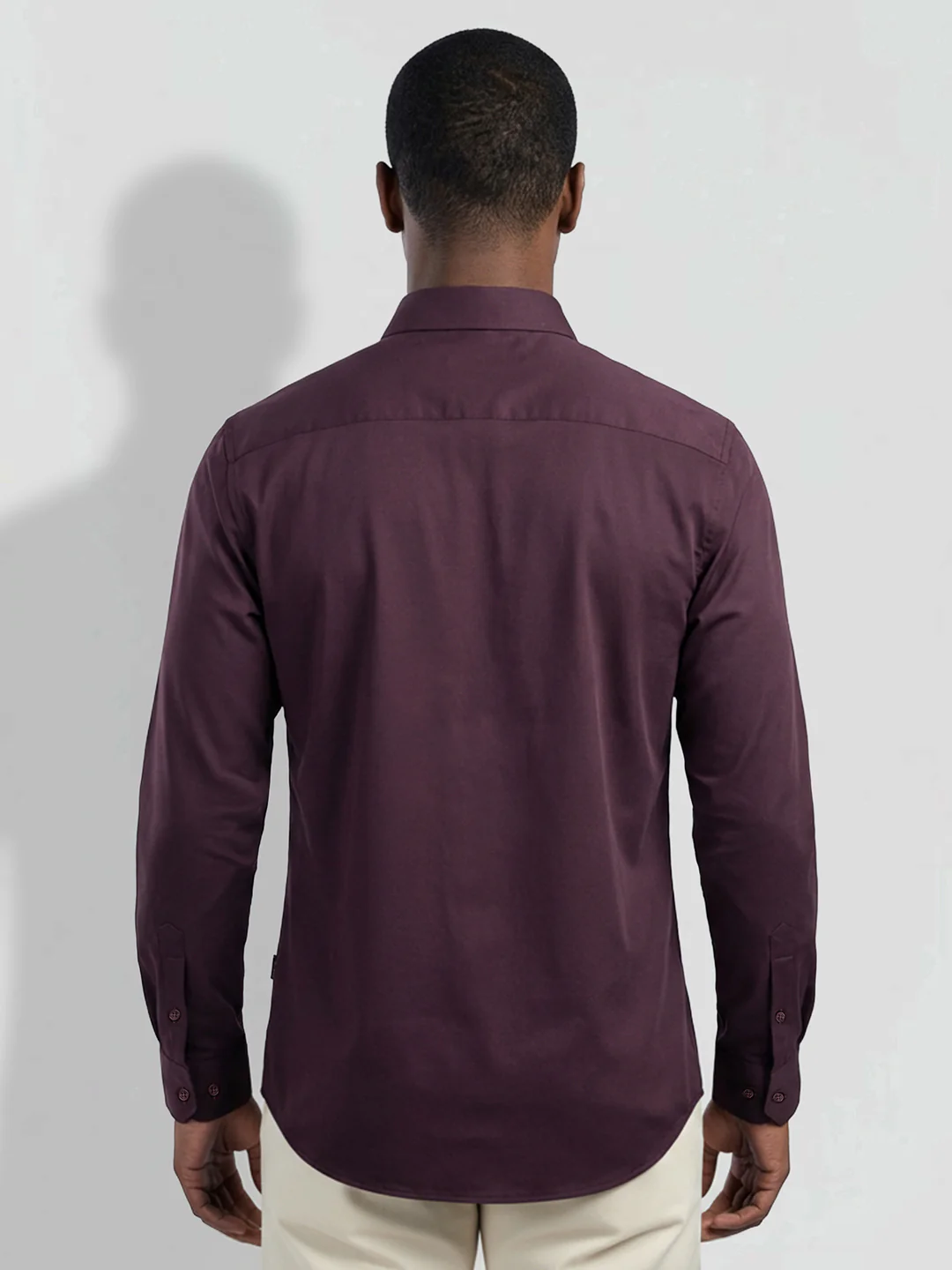 Burgundy Moderno Fit Men's Long Sleeves Casual Shirt by Being Human Clothing - Image 3