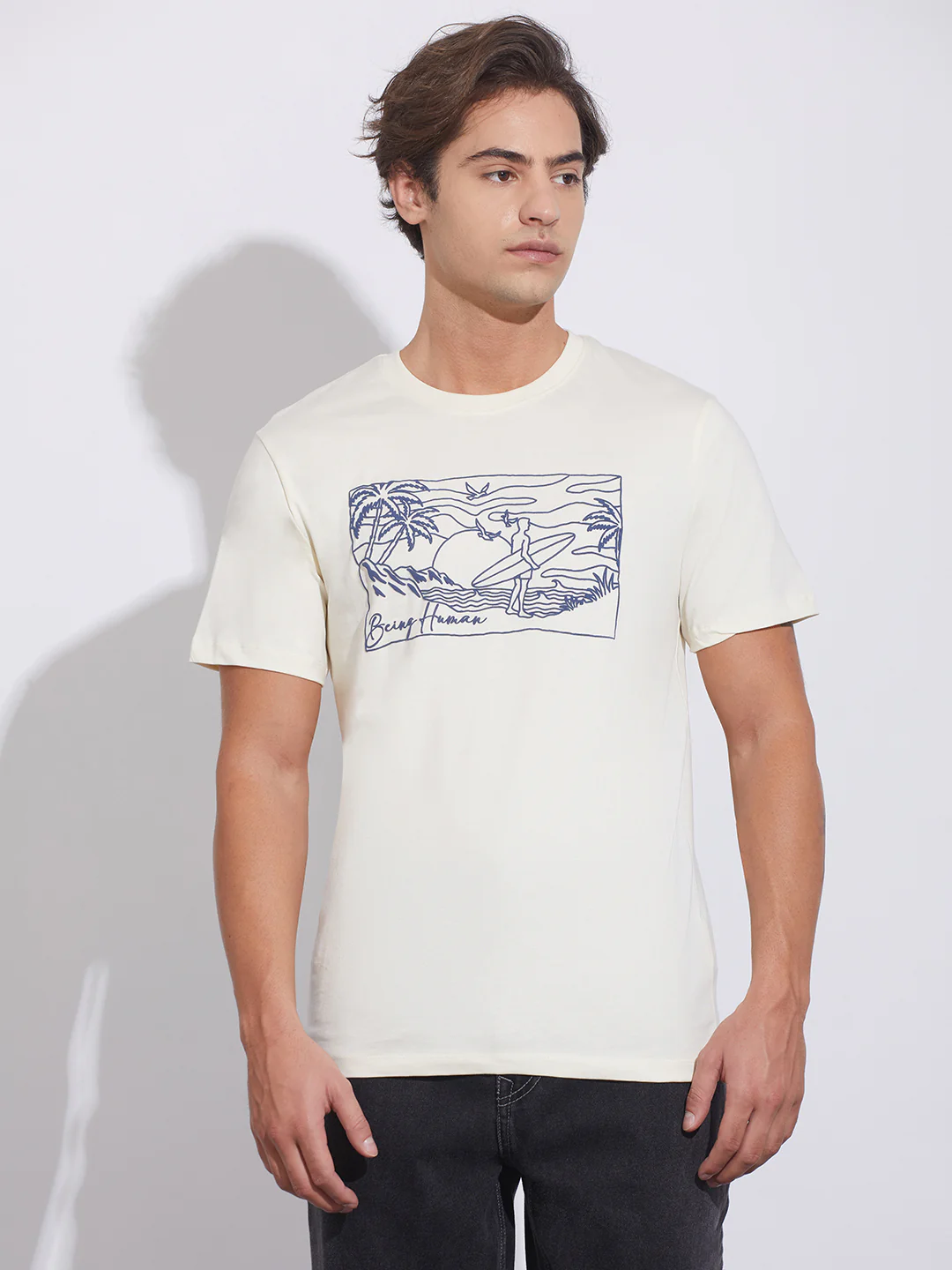 Cloud Dancer Moderno Fit Crew Neck Men's T-Shirt by Being Human Clothing