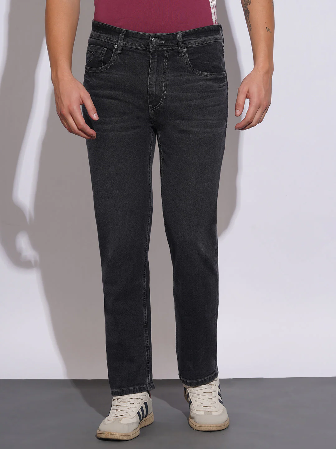 Dark Grey Tone Straight Fit Jeans for Men by Being Human Clothing