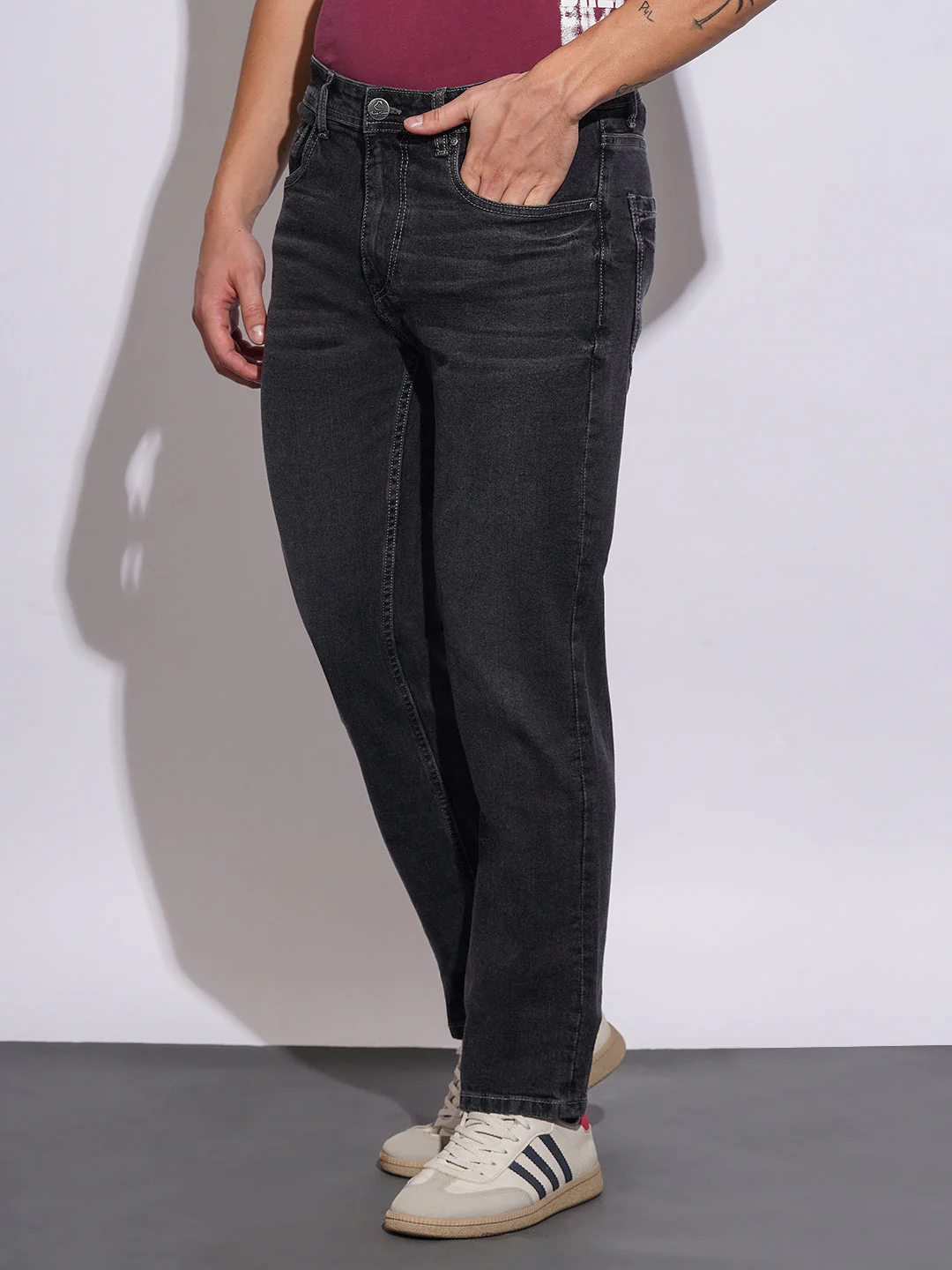 Dark Grey Tone Straight Fit Jeans for Men by Being Human Clothing - Image 2