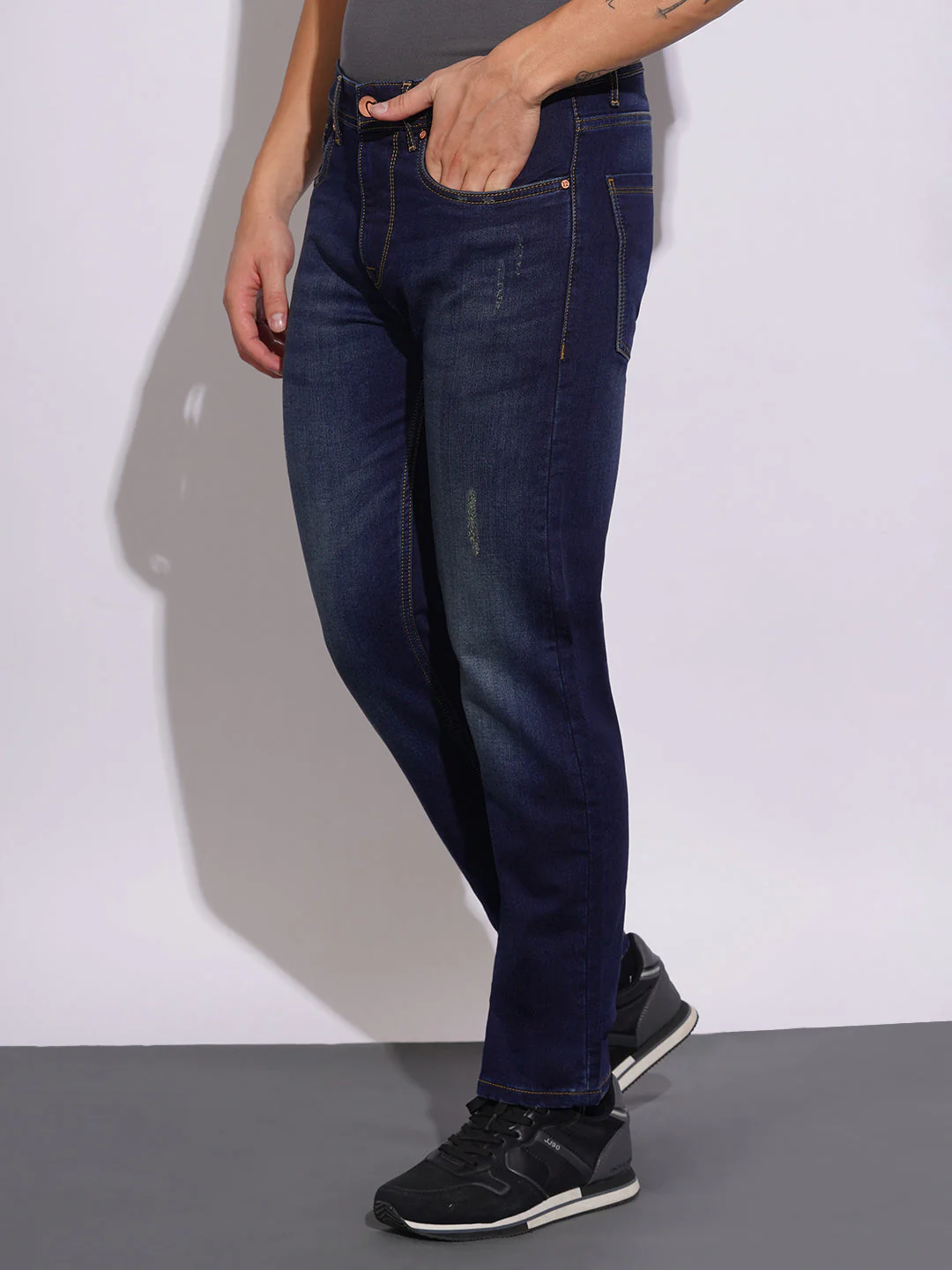 Dark Tone Straight Fit Jeans for Men by Being Human Clothing - Image 2