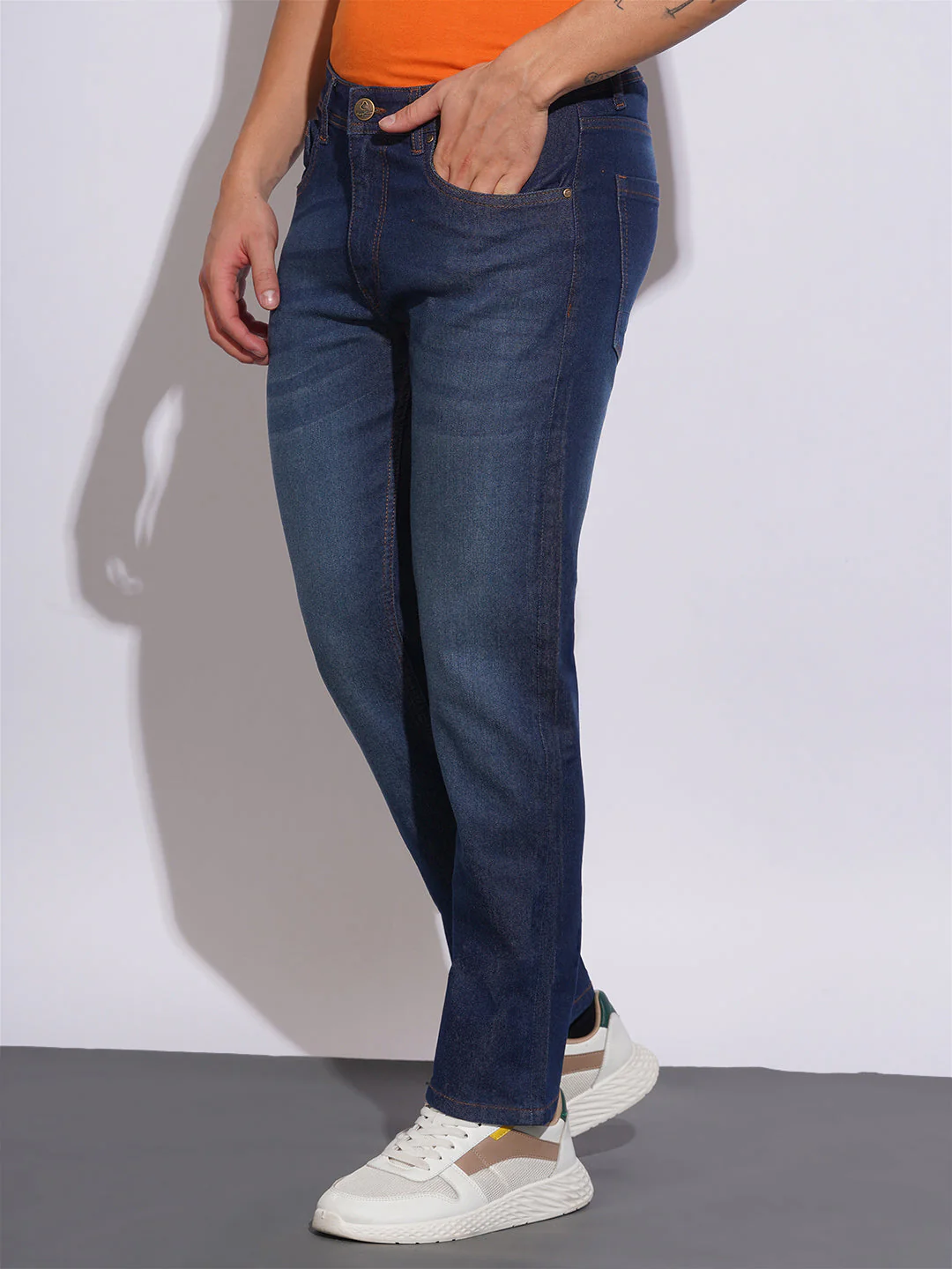 Dark Tone Straight Fit Jeans for Men by Being Human Clothing - Image 2