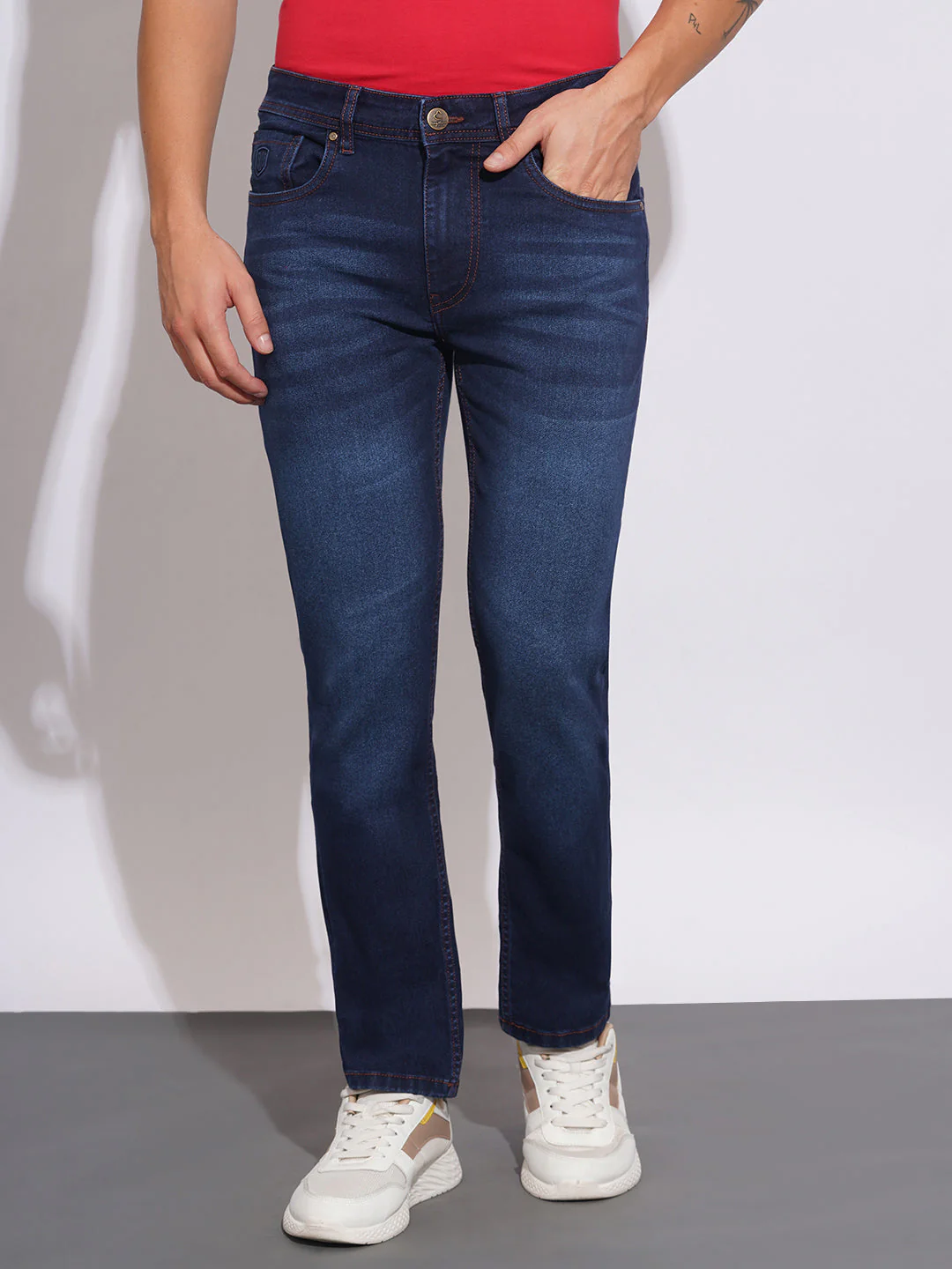 Dark Tone Straight Fit Jeans for Men by Being Human Clothing