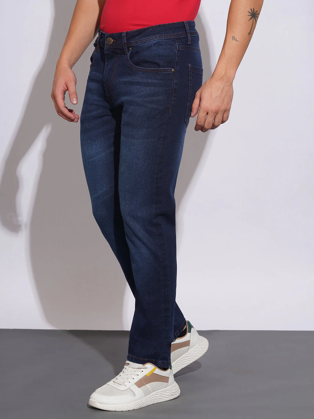 Dark Tone Straight Fit Jeans for Men by Being Human Clothing - Image 2