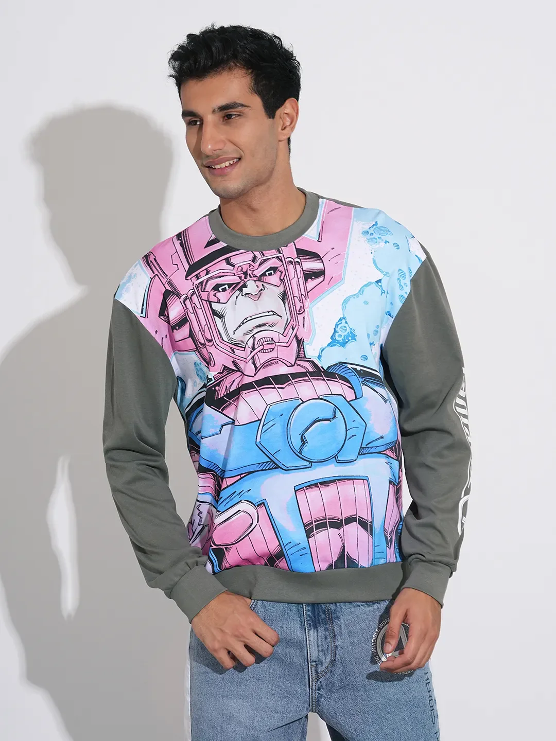 Grey Easy Fit Round Neck Men's Sweatshirt by Being Human Clothing