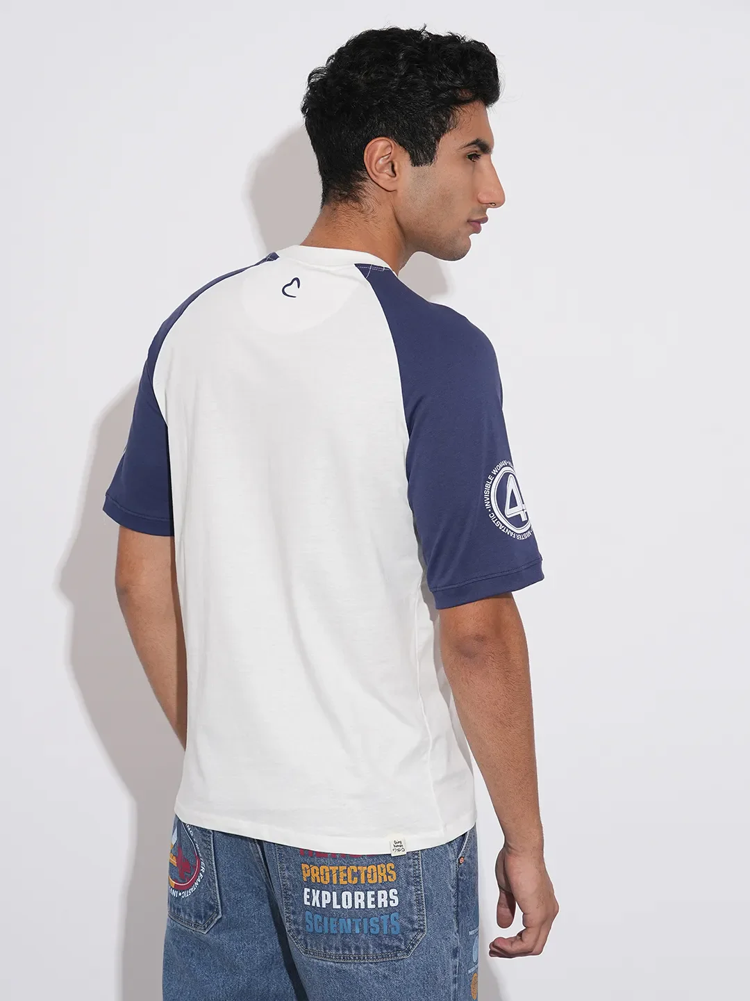 Off White Easy Fit Round Neck Men's T-Shirt by Being Human Clothing - Image 3