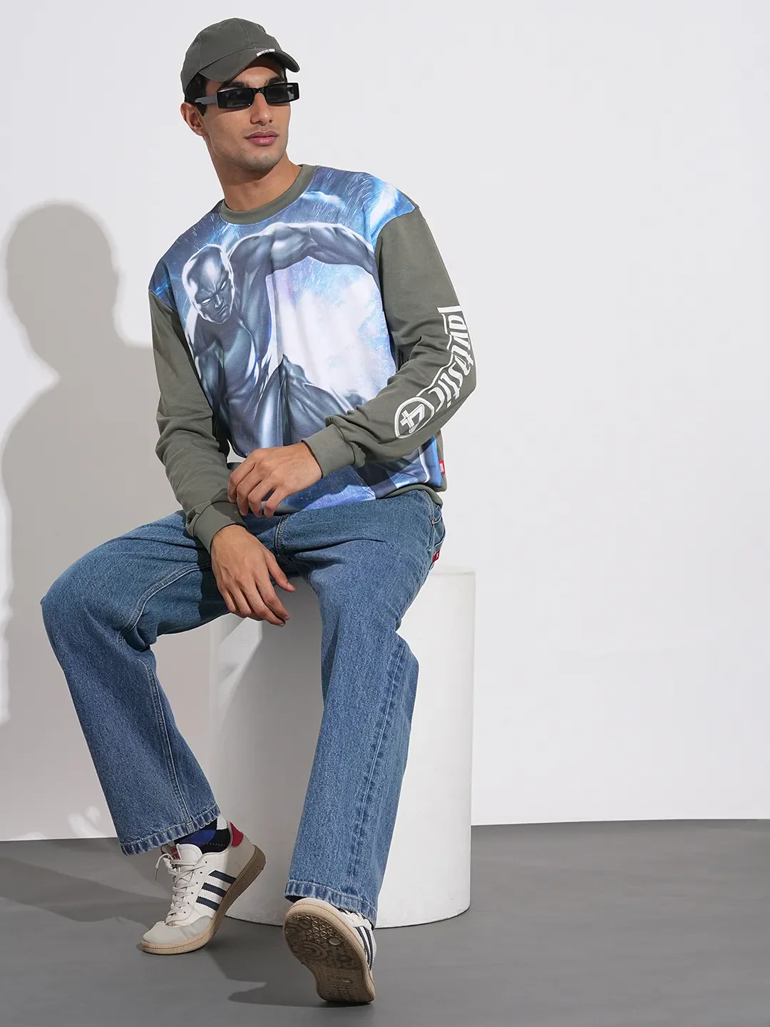 Grey Easy Fit Round Neck Men's Sweatshirt by Being Human Clothing - Image 4