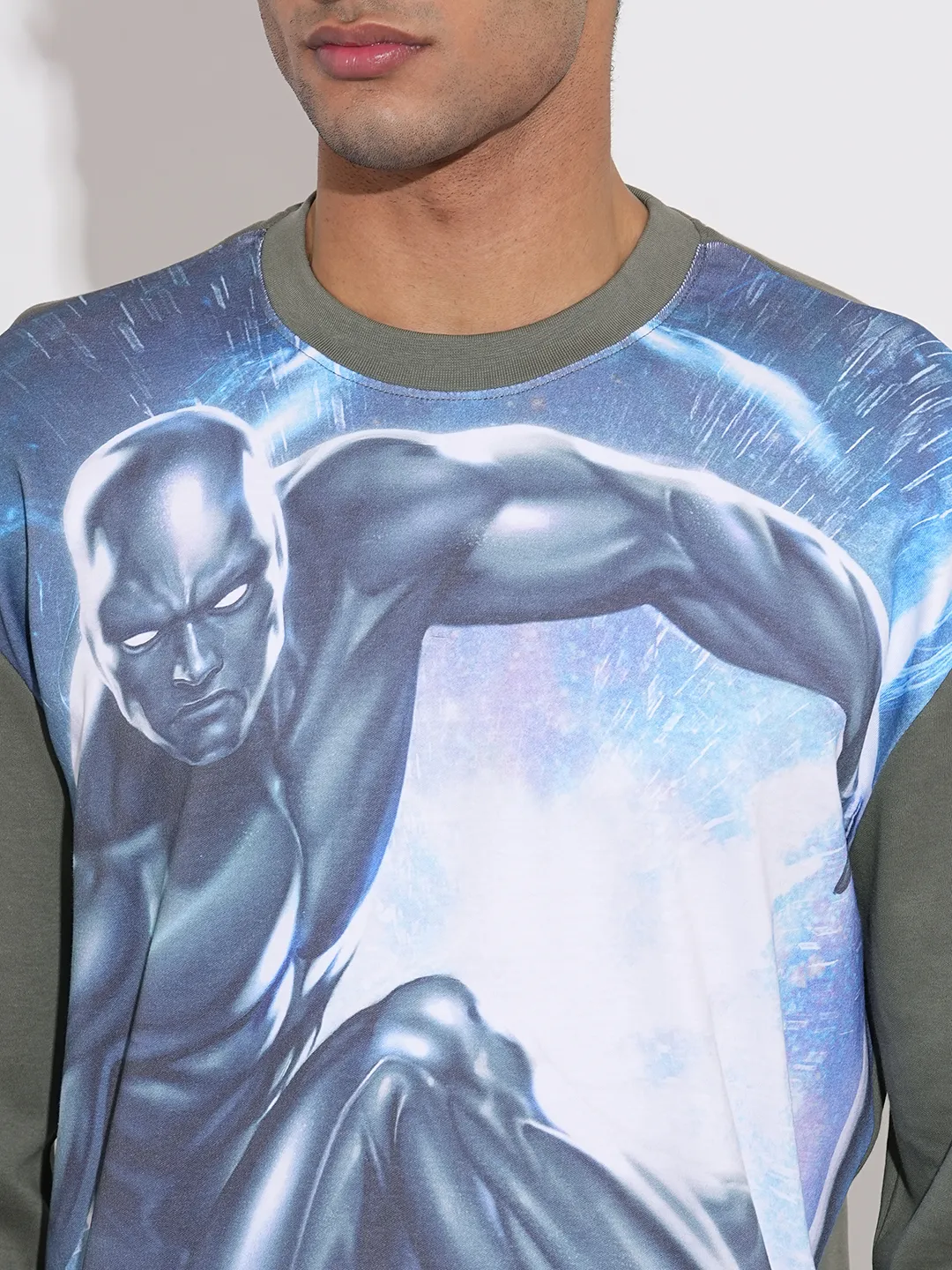 Grey Easy Fit Round Neck Men's Sweatshirt by Being Human Clothing - Image 5