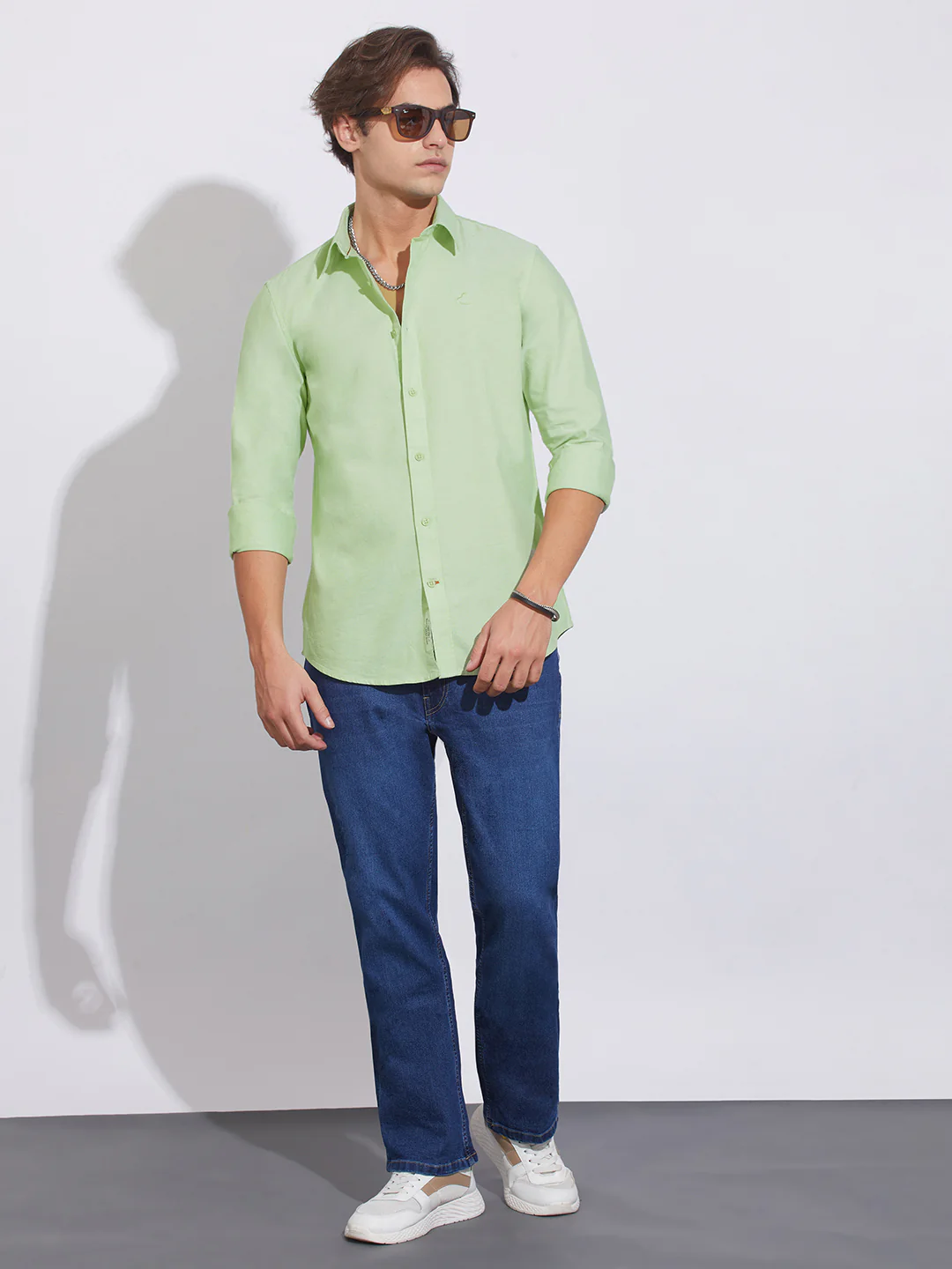 Green Moderno Fit Regular Collar Men's Shirt by Being Human Clothing - Image 4