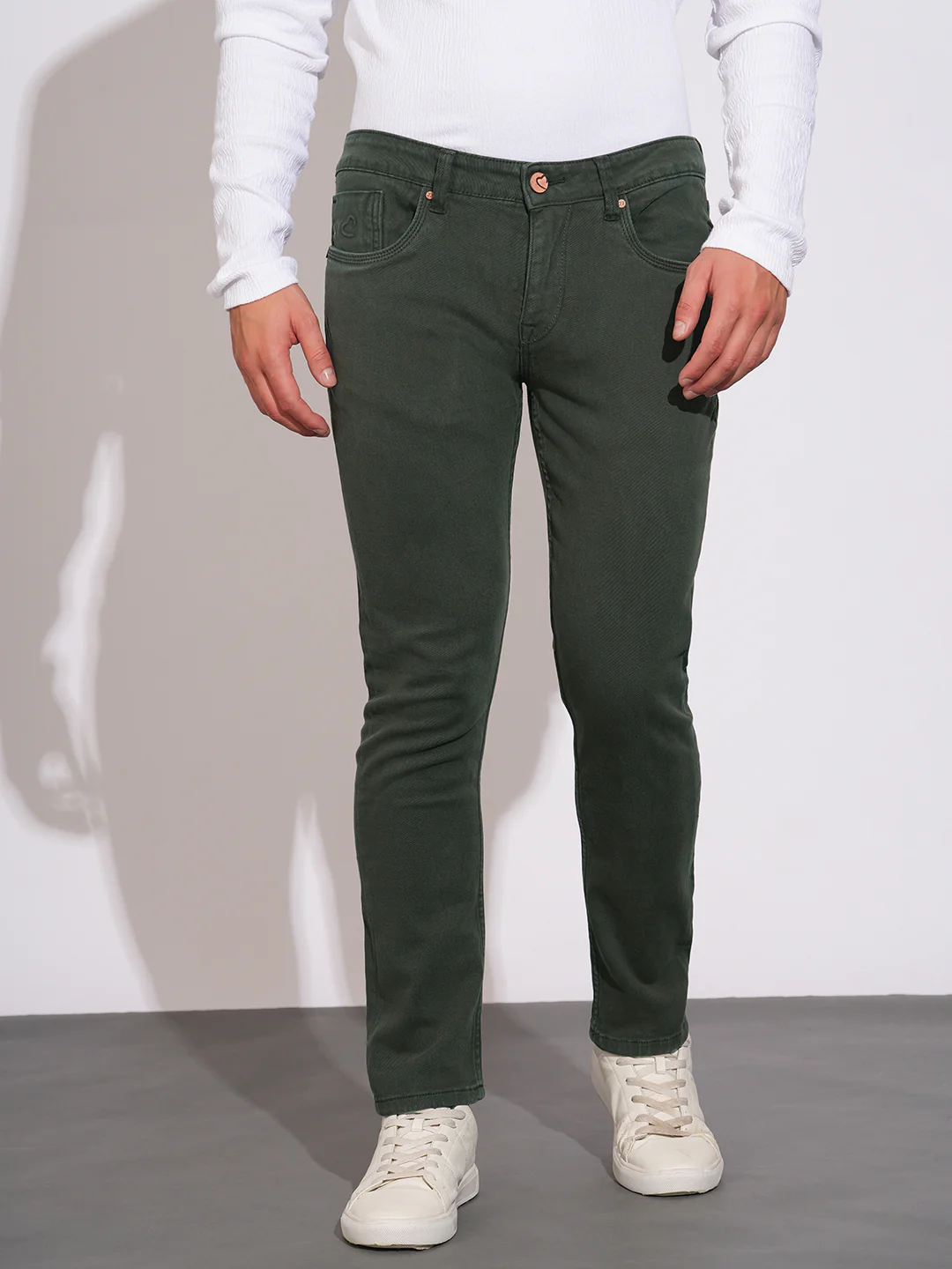 Green Skinny Fit Denims for Men by Being Human Clothing