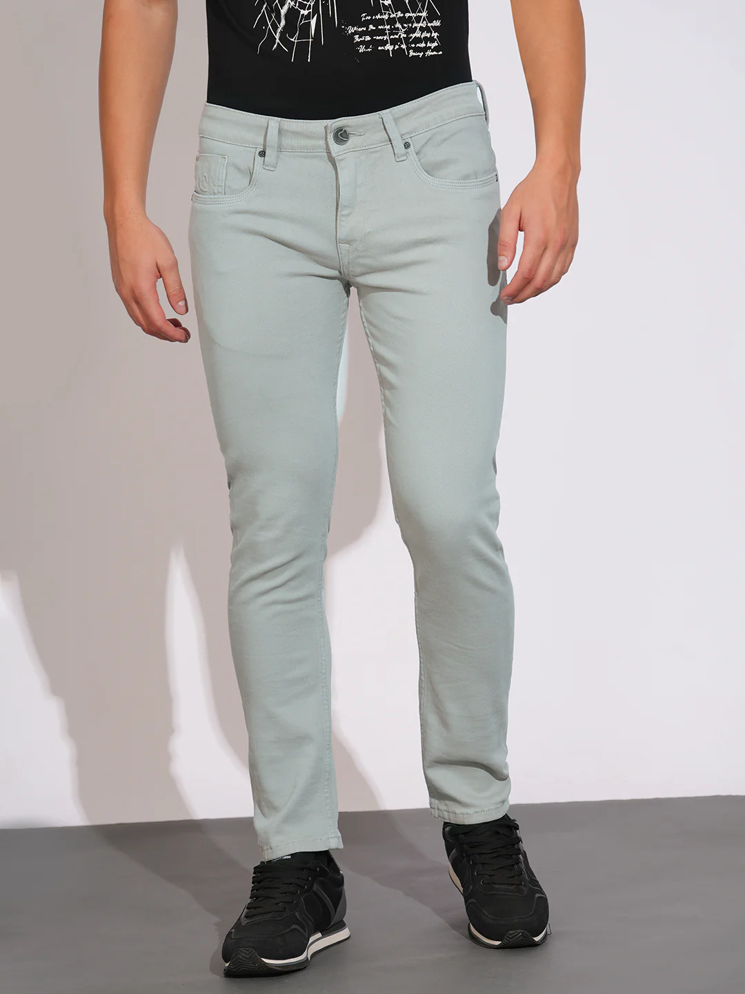 Grey Cropped Fit Denims for Men by Being Human Clothing