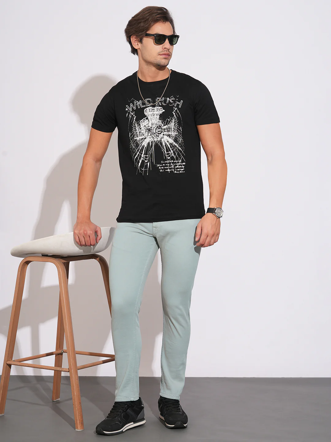 Grey Cropped Fit Denims for Men by Being Human Clothing - Image 4