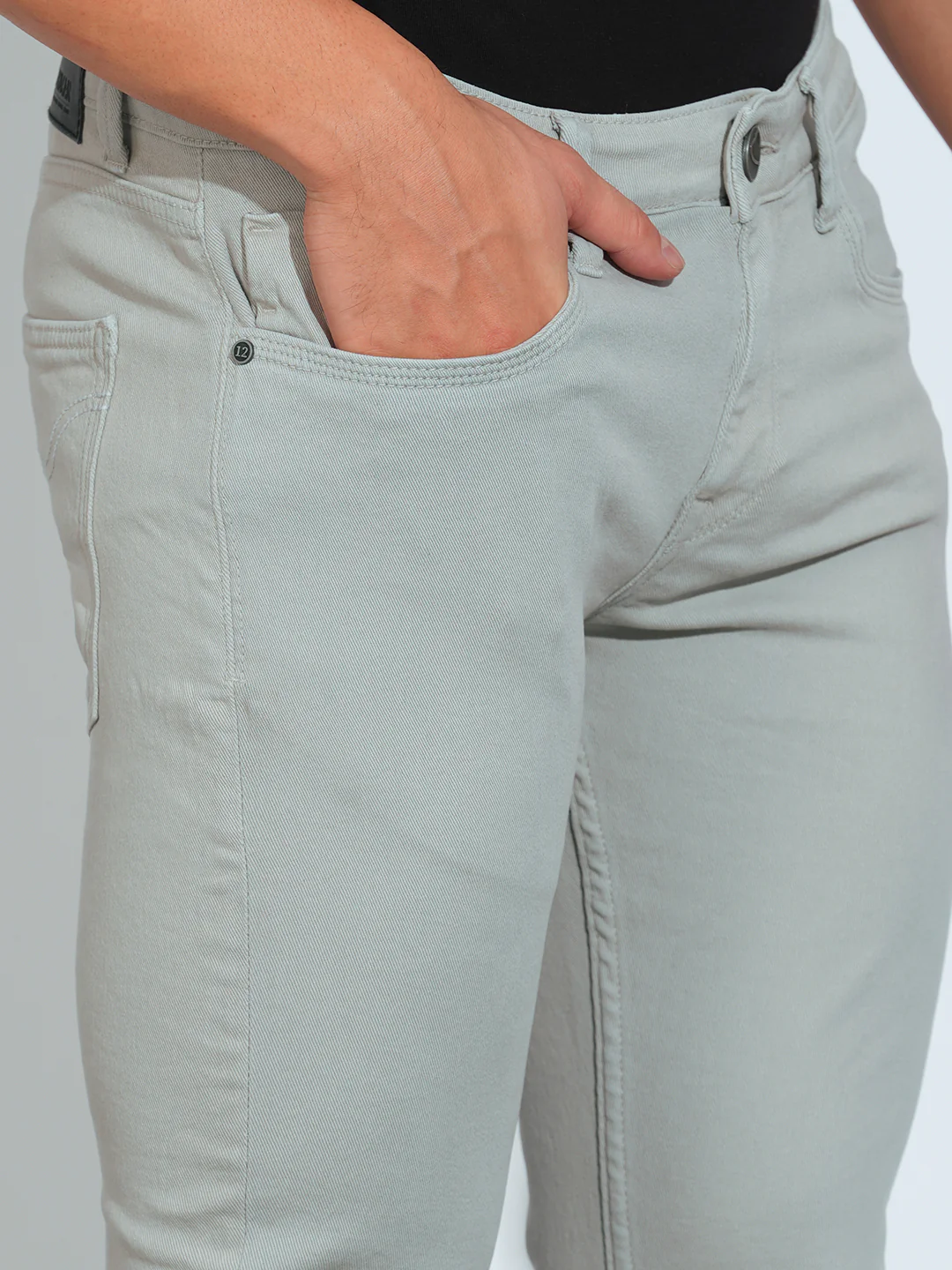 Grey Cropped Fit Denims for Men by Being Human Clothing - Image 5