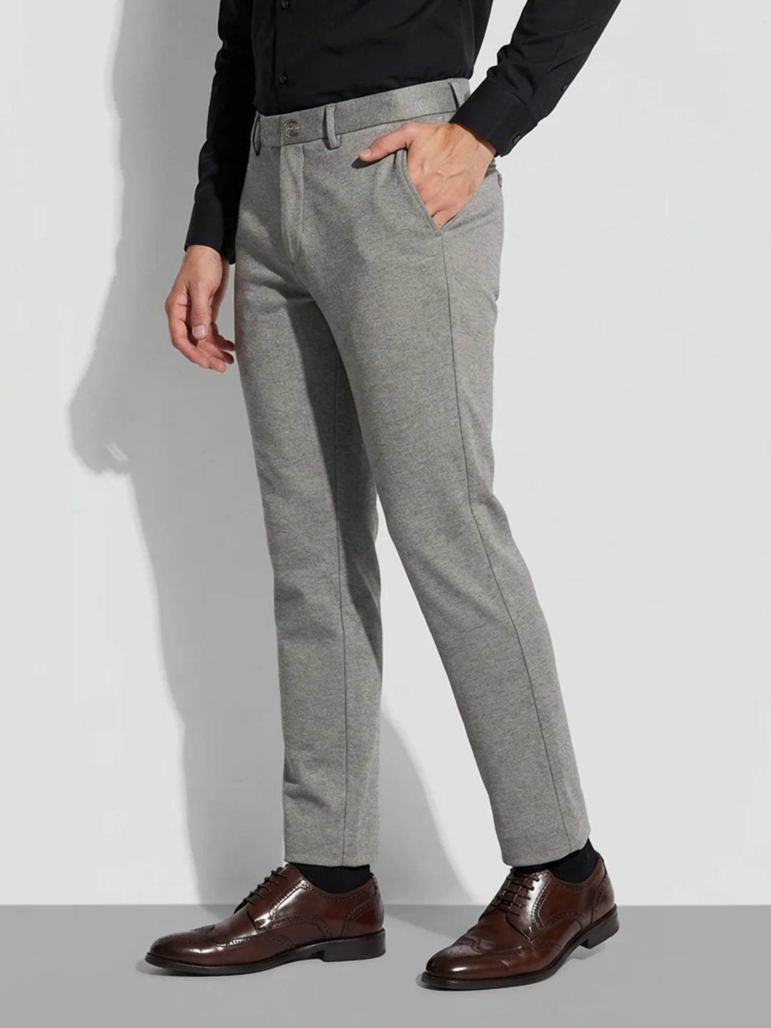 Grey Mid-Rise Men's Cropped Chinos by Being Human Clothing - Image 2